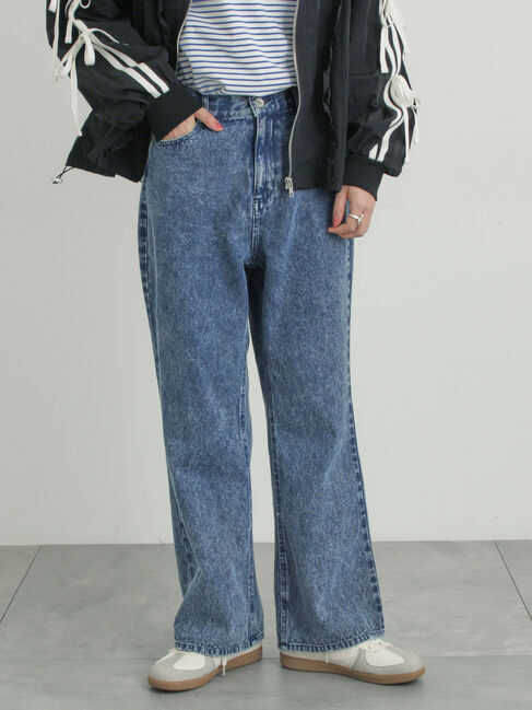 Samansa Mos2「【オーガニックコットン】デニムフレアパンツ」|その他|ブルー