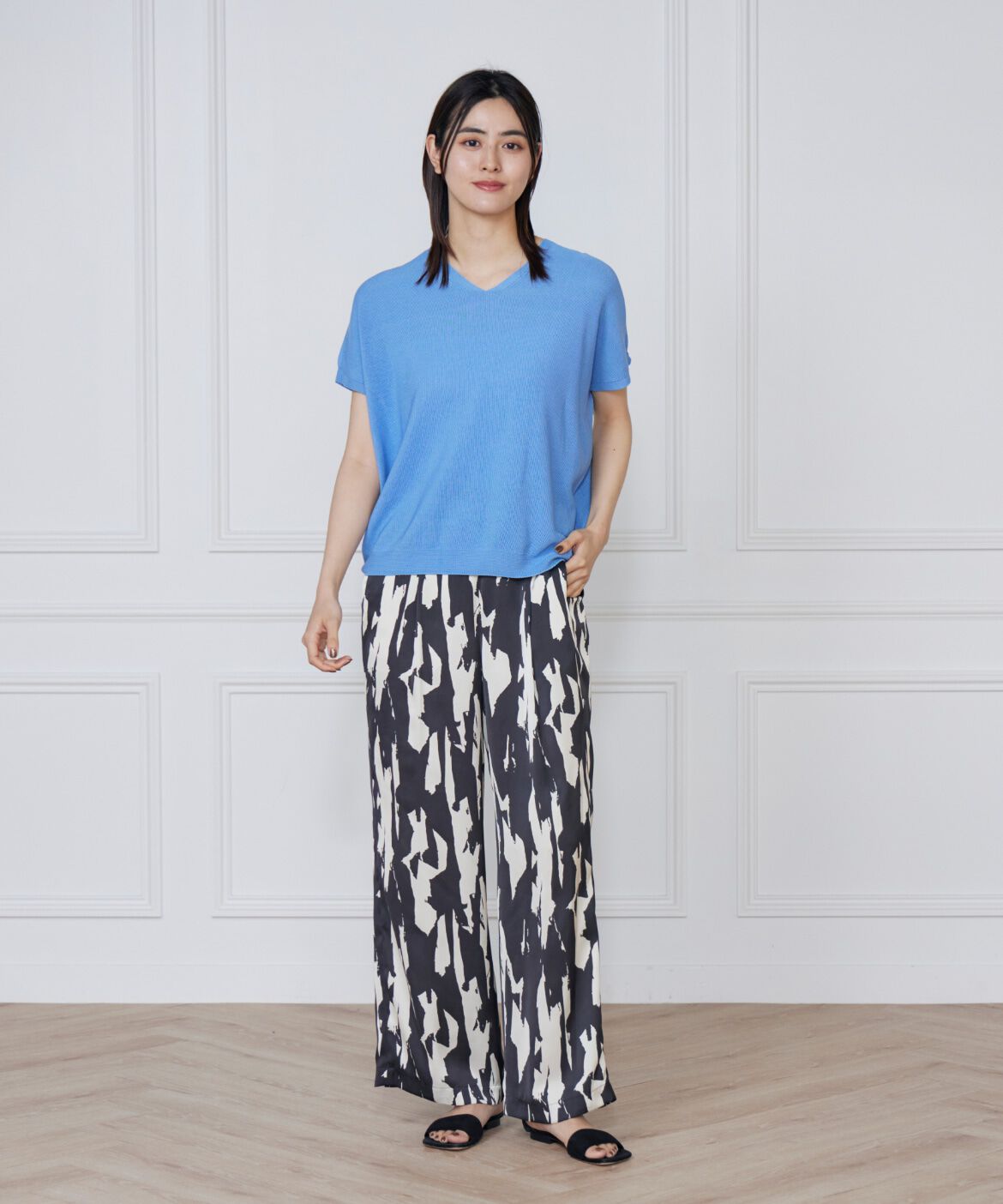 INED「《WEB限定》鹿の子編みVネックサマーニット《Cuoo》」|ニット・セーター|