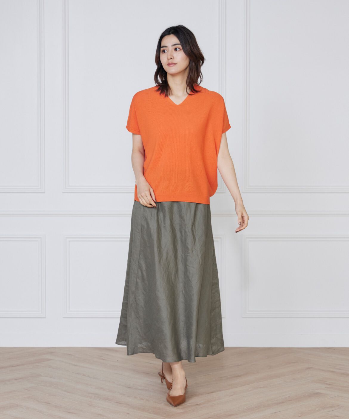 INED「《WEB限定》鹿の子編みVネックサマーニット《Cuoo》」|ニット・セーター|