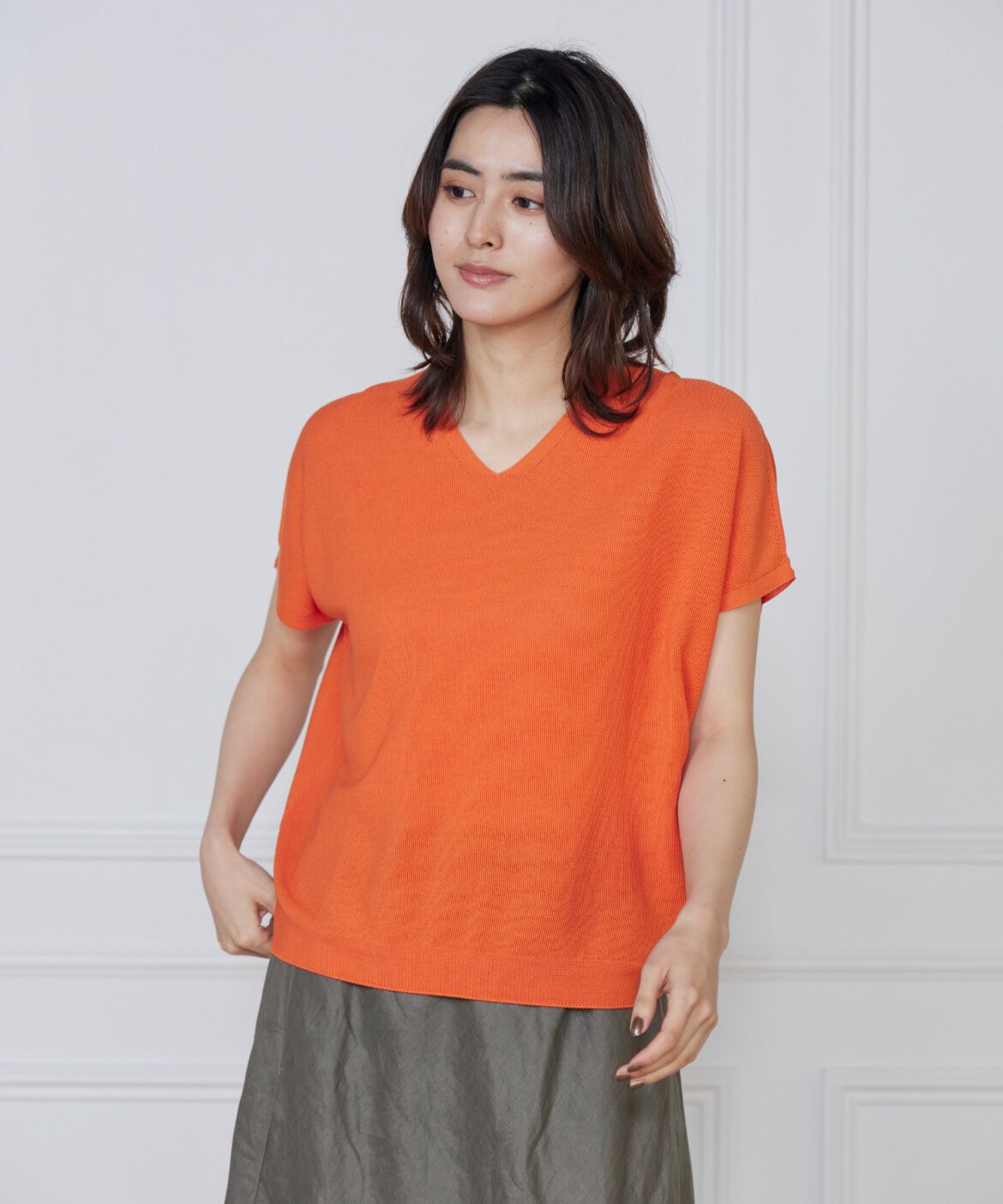 INED「《WEB限定》鹿の子編みVネックサマーニット《Cuoo》」|ニット・セーター|