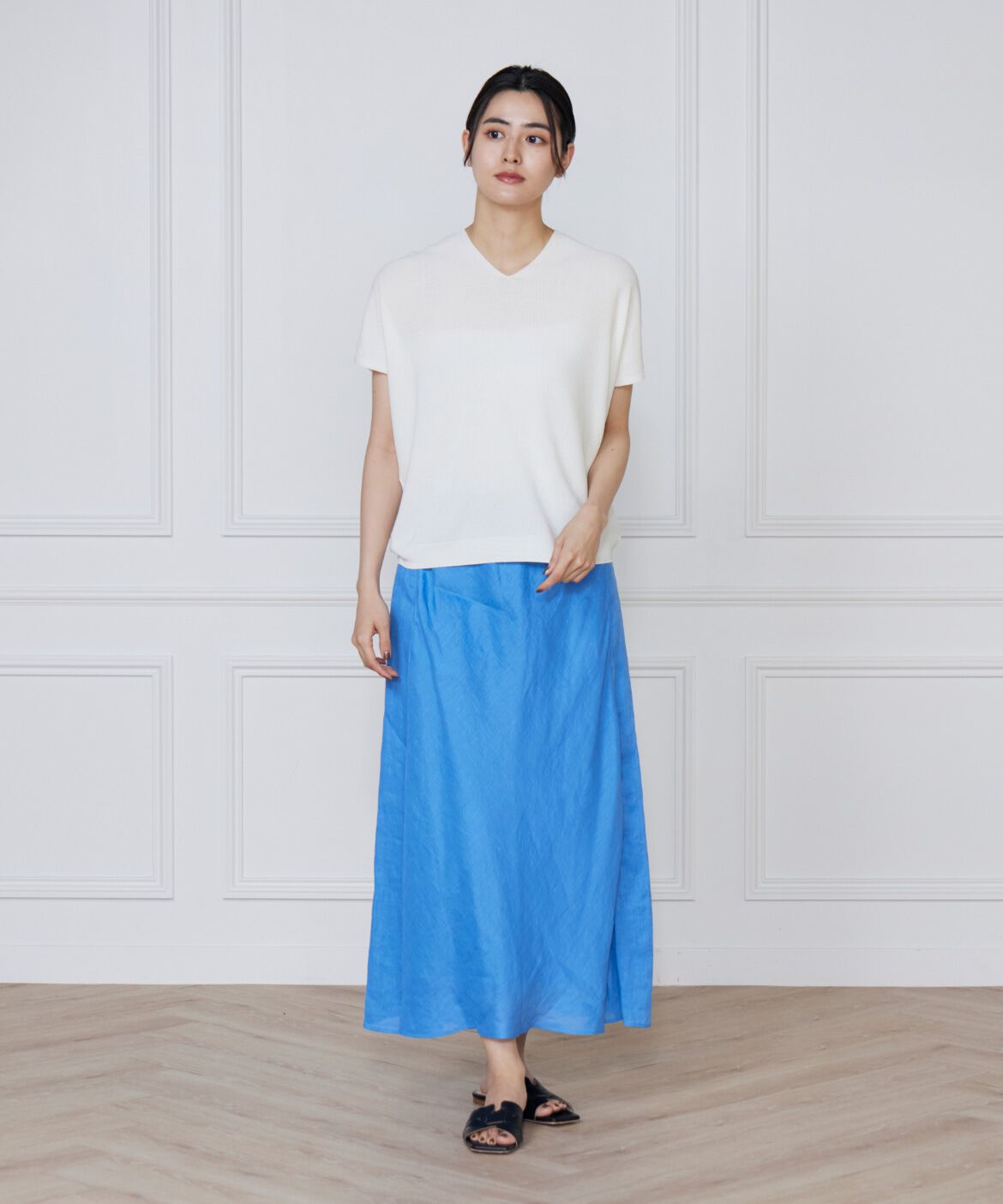 INED「《WEB限定》鹿の子編みVネックサマーニット《Cuoo》」|ニット・セーター|