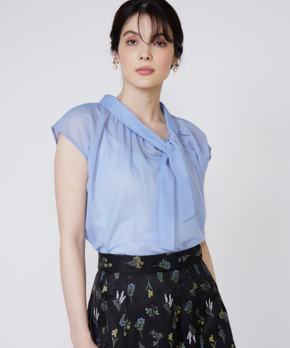 Maglie le cassetto「《大きいサイズ》アシンメトリーシアーカットソー」|Tシャツ・カットソー|サックス3