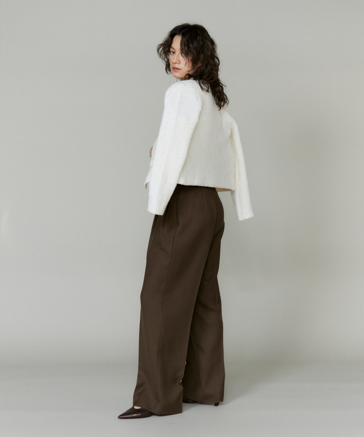 INED「ツイード風ニットカーディガン」|カーディガン|