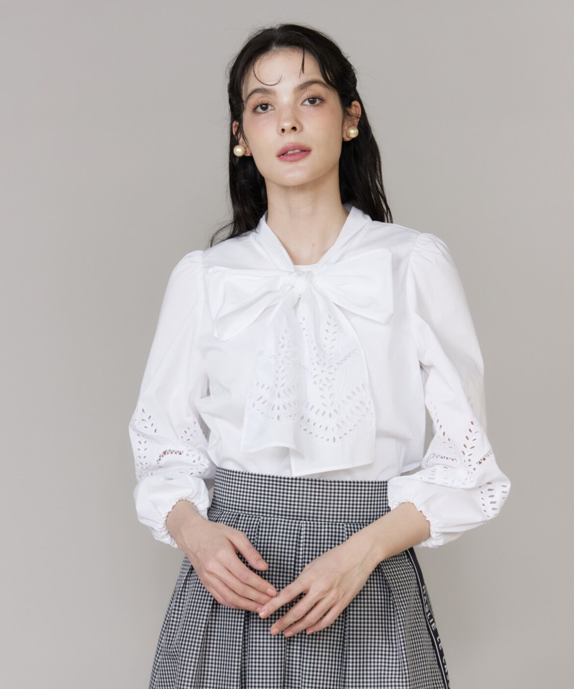 Maglie le cassetto「ボーラーレースブラウス」|シャツ・ブラウス|オフホワイト1