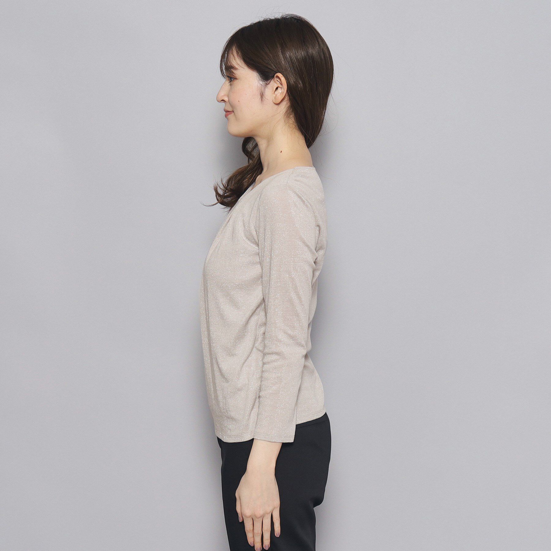 COUP DE CHANCE「【洗える／日本製／ラメ入り】上品ラウンドネックプルオーバー」|Tシャツ・カットソー|