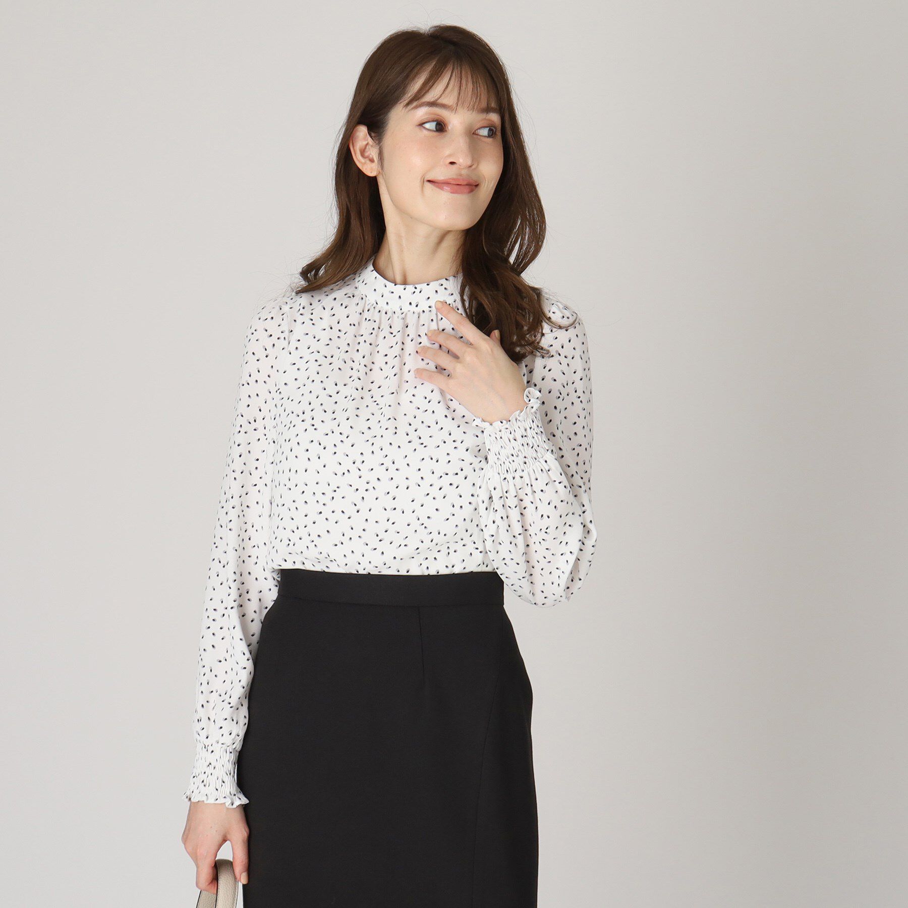 COUP DE CHANCE「【洗える／日本製】幾何柄ブラウス」|シャツ・ブラウス|ホワイト(101)