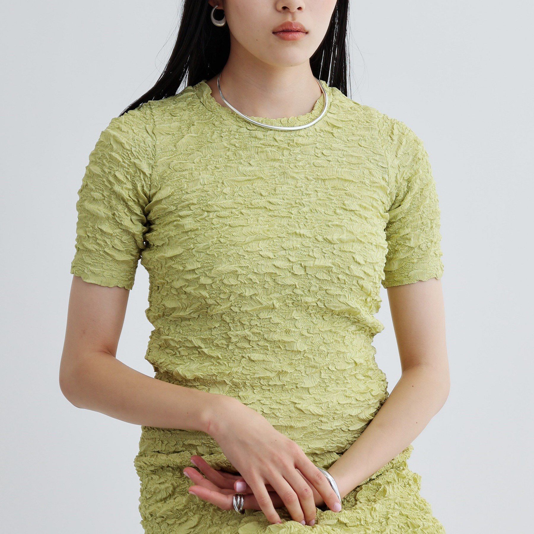 GALLEST「ふくれジャカードトップス」|Tシャツ・カットソー|ライトグリーン(02