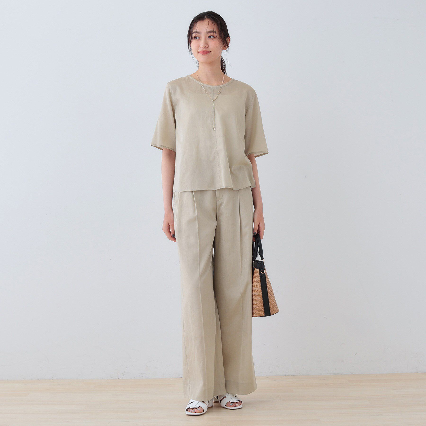 INDIVI「【日本製／SETUP可能】ガーゼ素材Tブラウス」|シャツ・ブラウス|