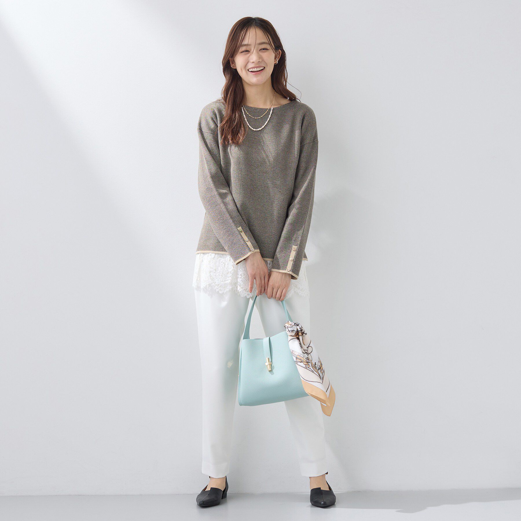 INDIVI「【洗える／SETUP可能】ジャカードボートネックニット」|ニット・セーター|