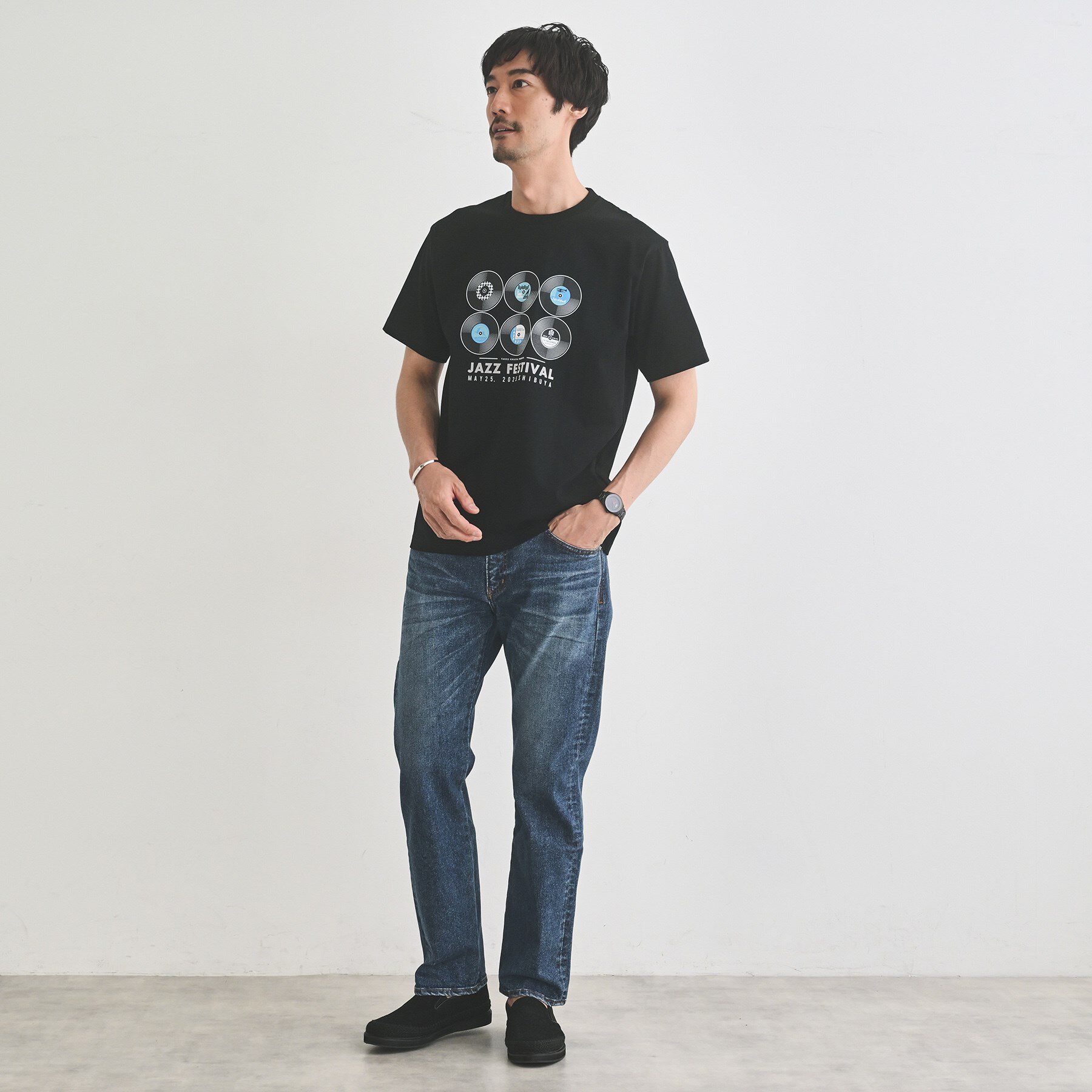 TAKEO KIKUCHI「レコードプリント 天竺 Tシャツ」|Tシャツ・カットソー|