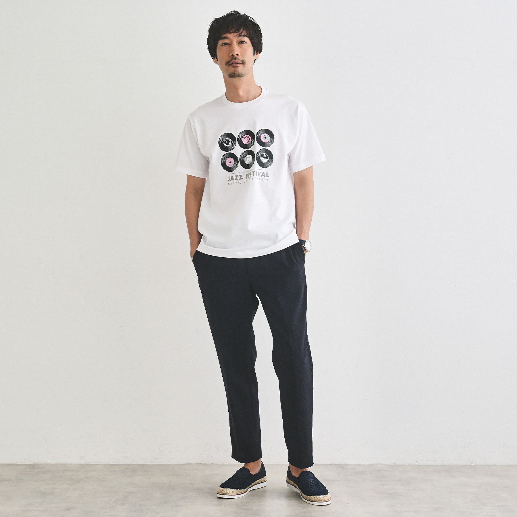 TAKEO KIKUCHI「レコードプリント 天竺 Tシャツ」|Tシャツ・カットソー|