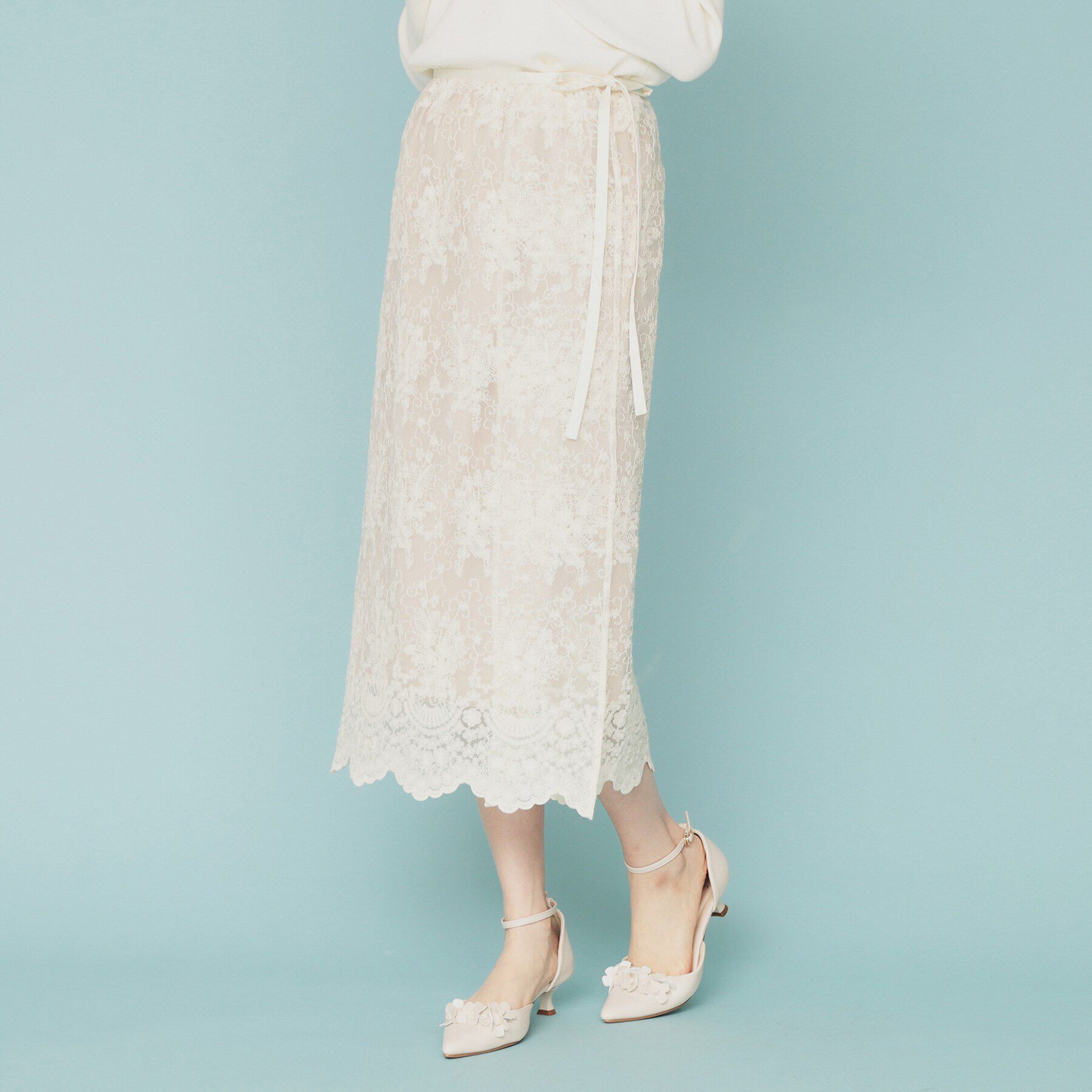 index「シアーフラワー刺繍ラップ風スカート【洗濯機洗い可】」|スカート|