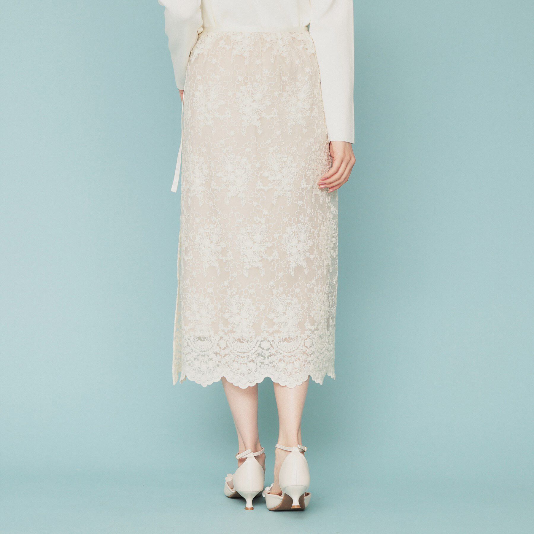 index「シアーフラワー刺繍ラップ風スカート【洗濯機洗い可】」|スカート|