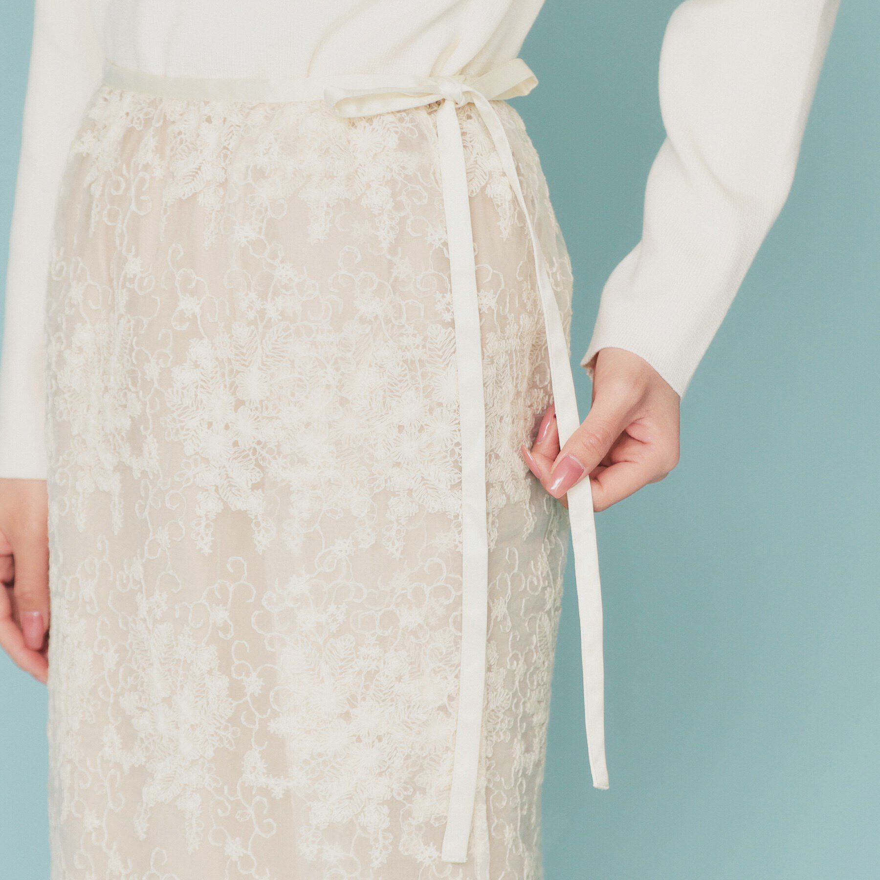 index「シアーフラワー刺繍ラップ風スカート【洗濯機洗い可】」|スカート|