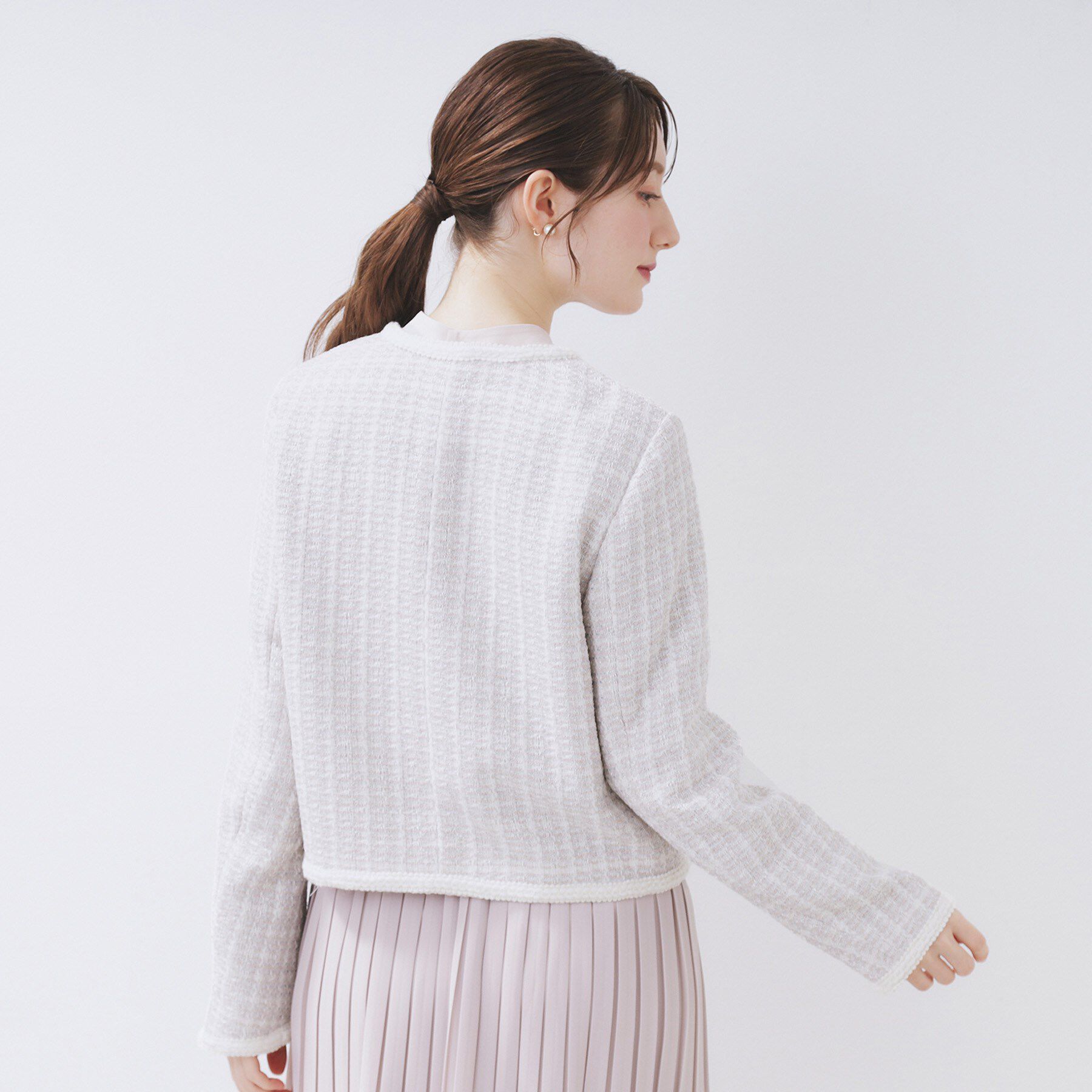 index「ファンシーツイードノーカラージャケット【洗える】」|ノーカラージャケット|