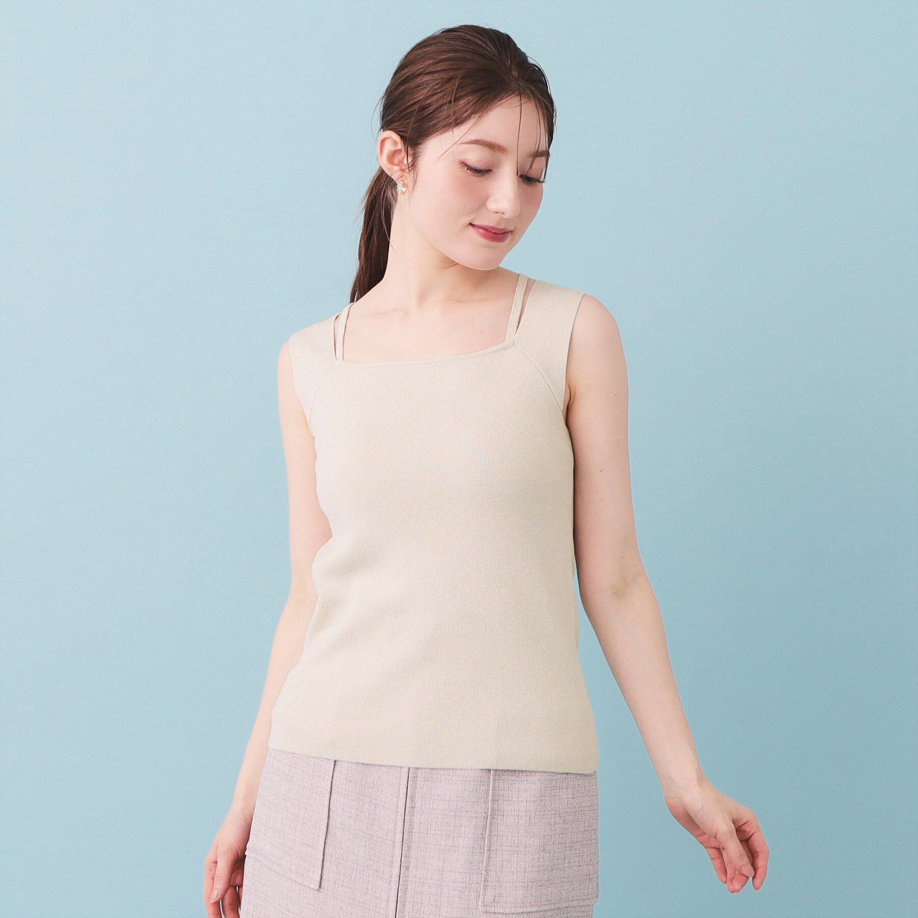 index「2Wayスクエアネックニットタンク【洗濯機OK/坑ピル】」|キャミソール|