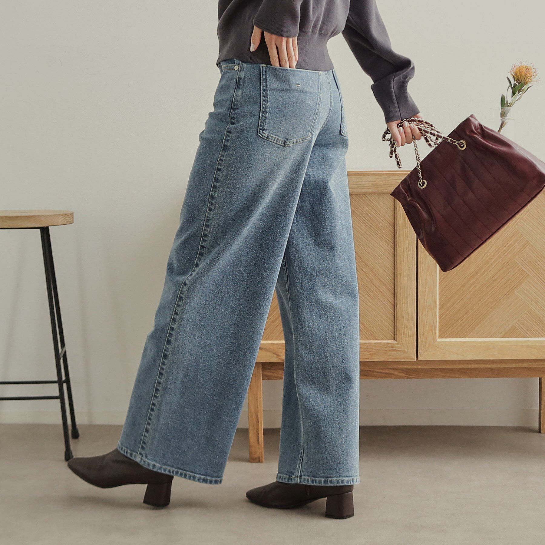 OPAQUE.CLIP「《SS-LLsize》ストレッチバギーデニム【洗濯機洗い可】」|デニム|