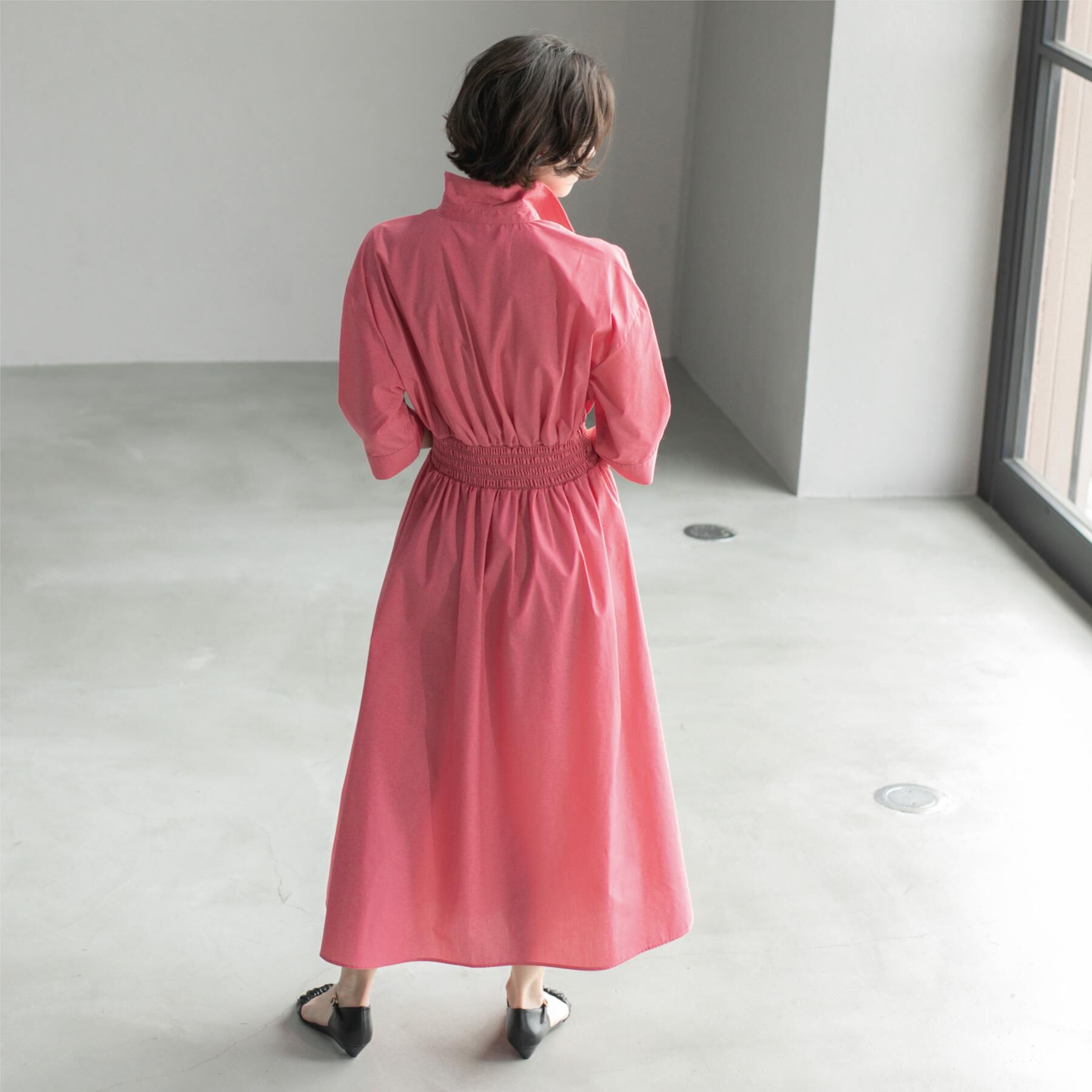 OPAQUE.CLIP「《5色展開》フィット＆フレアシャツワンピース【洗濯機洗い可】」|ワンピース|