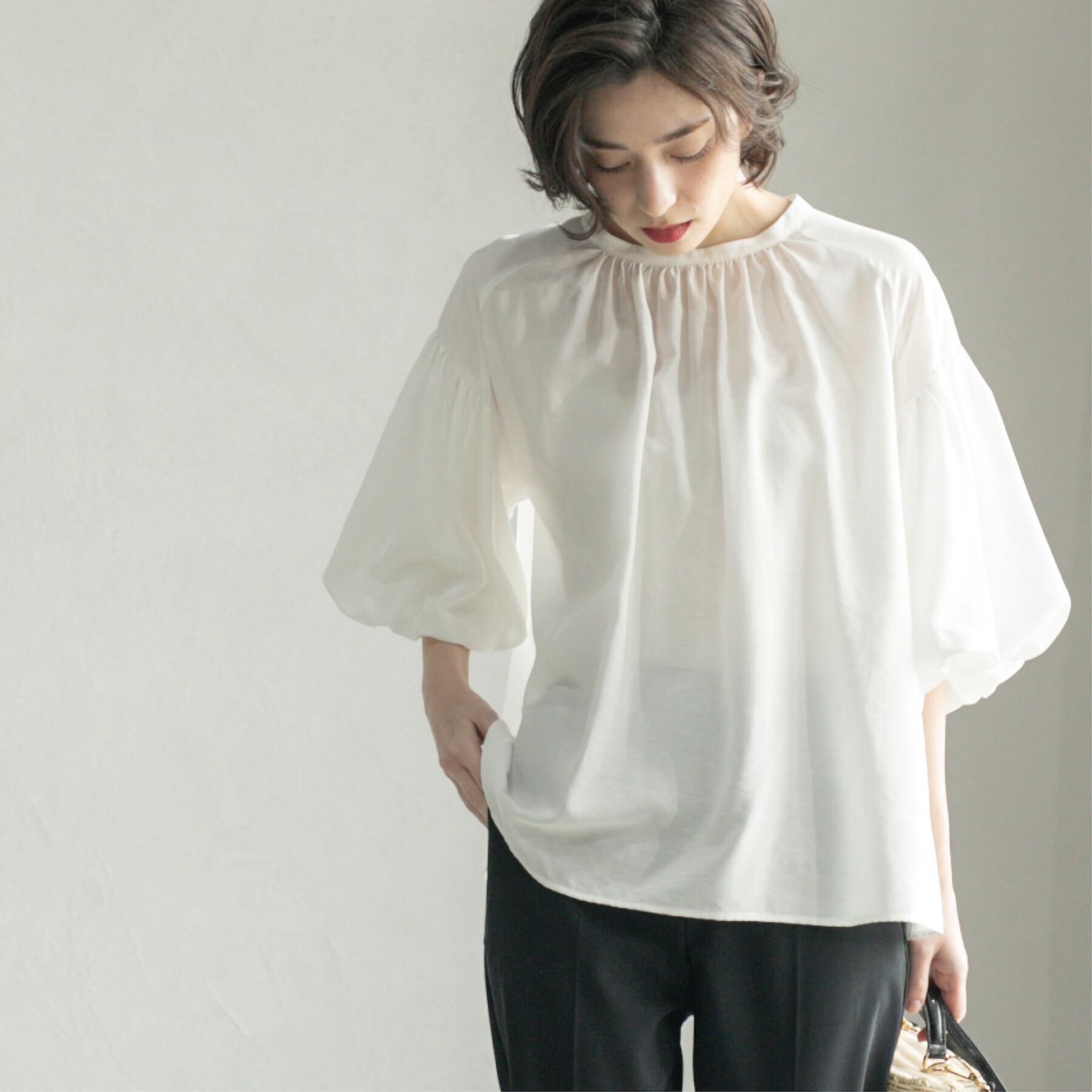 OPAQUE.CLIP「バルーンスリーブブラウス【洗濯機洗い可】」|シャツ・ブラウス|