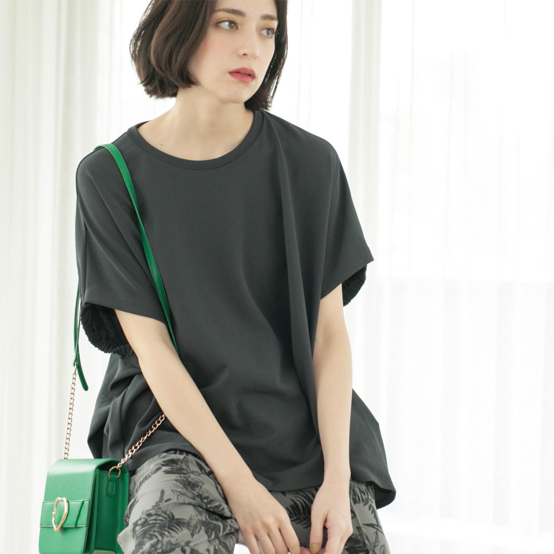 OPAQUE.CLIP「リラクシードルマンスリーブトップス【UV/吸水速乾/洗濯機洗い可】」|Tシャツ・カットソー|チャコールグレー(0