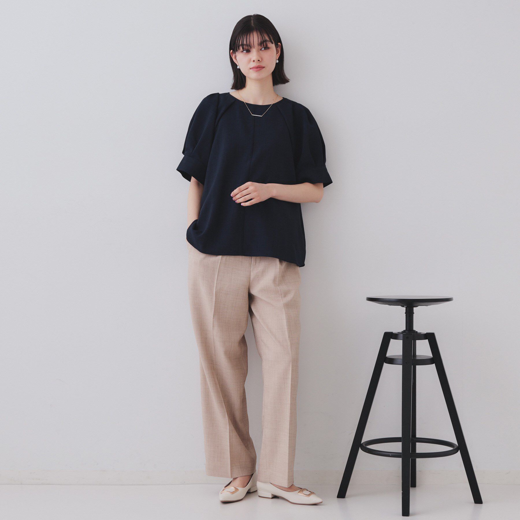 OPAQUE.CLIP「タックボリュームスリーブブラウス【洗濯機洗い可】」|シャツ・ブラウス|