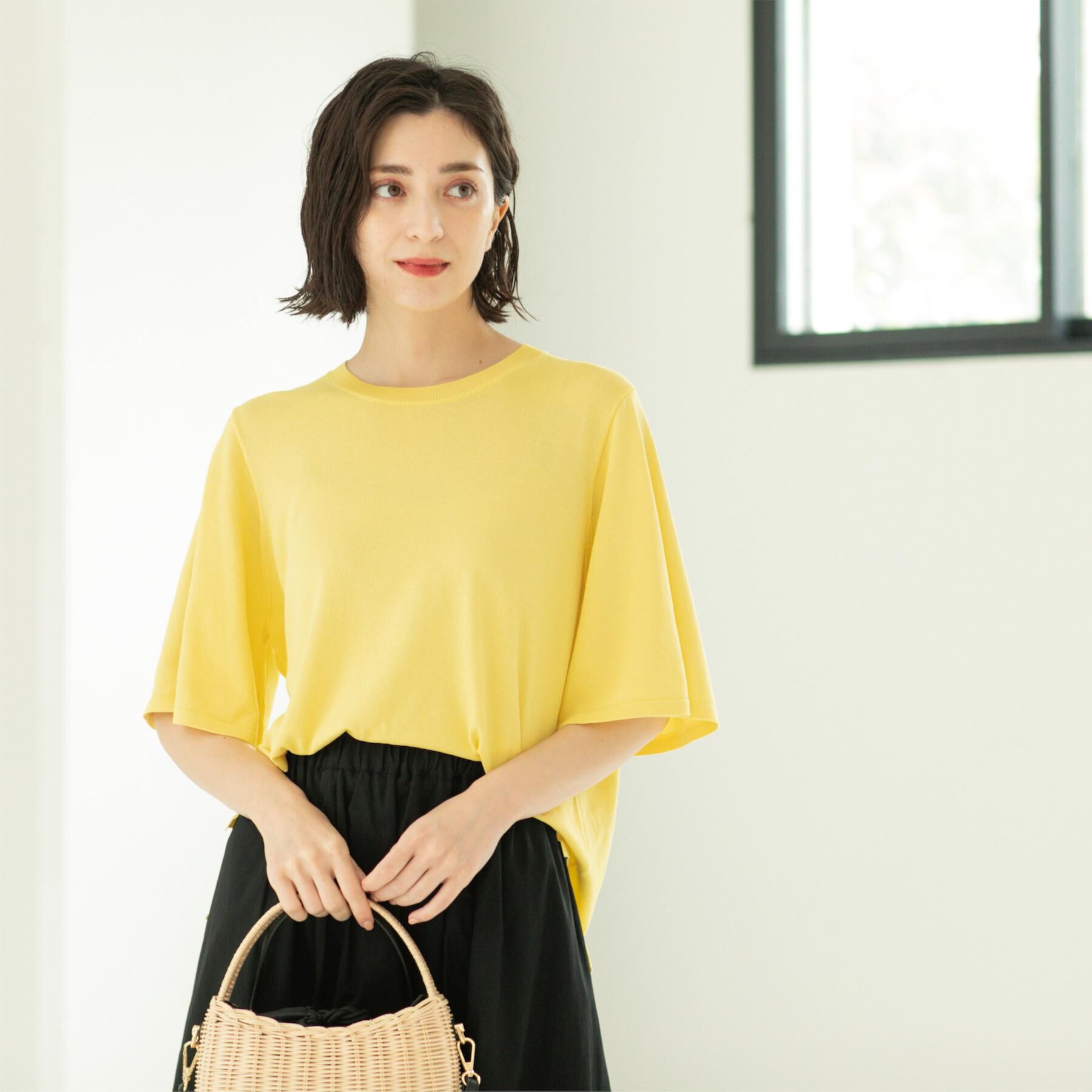 OPAQUE.CLIP「《6色展開/S-LLサイズ》フレアスリーブニット【UV/接触冷感/抗ピル/洗濯機洗い可】」|ニット・セーター|