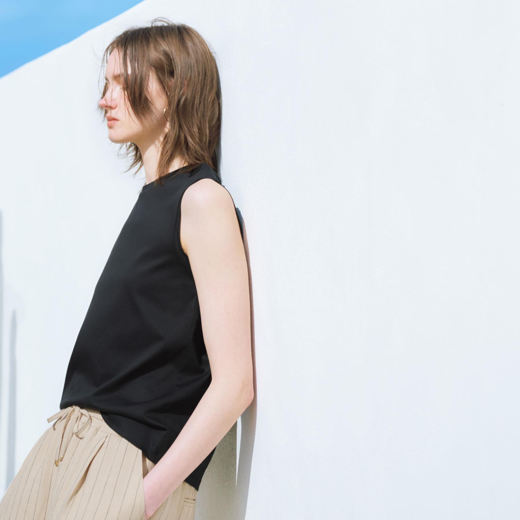 OPAQUE.CLIP「《5色展開》ベーシックノースリーブトップス【接触冷感/洗濯機洗い可】」|キャミソール|