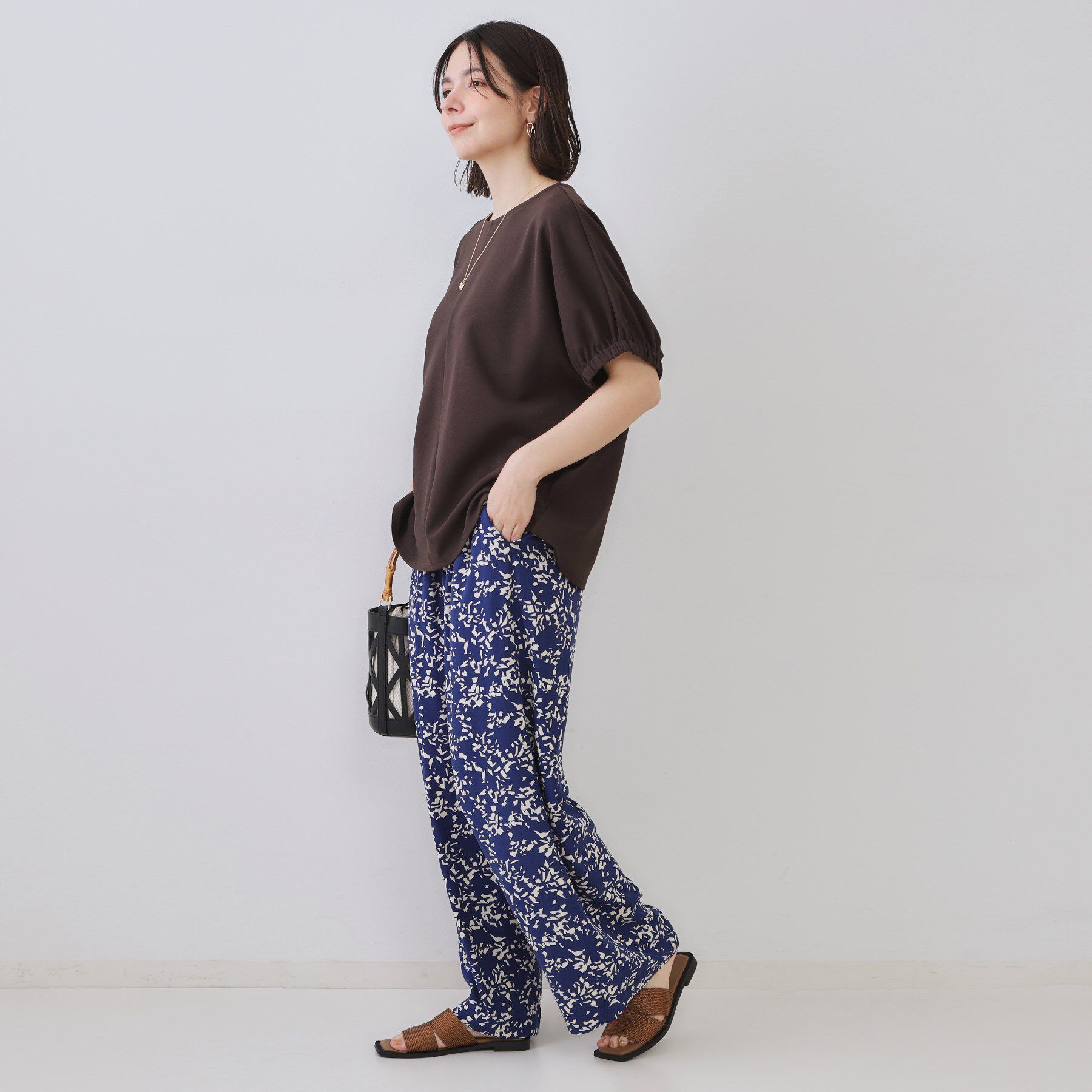 OPAQUE.CLIP「幾何柄プリントイージーワイドパンツ/セットアップ対応【洗える】」|その他|