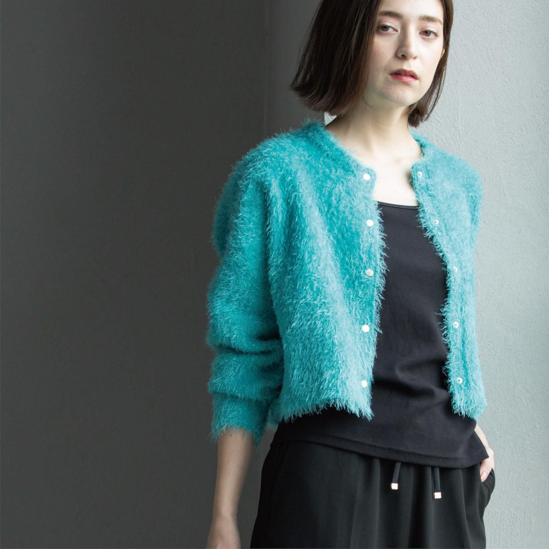 OPAQUE.CLIP「シャギーショートカーディガン【洗濯機OK】《6col》」|カーディガン|