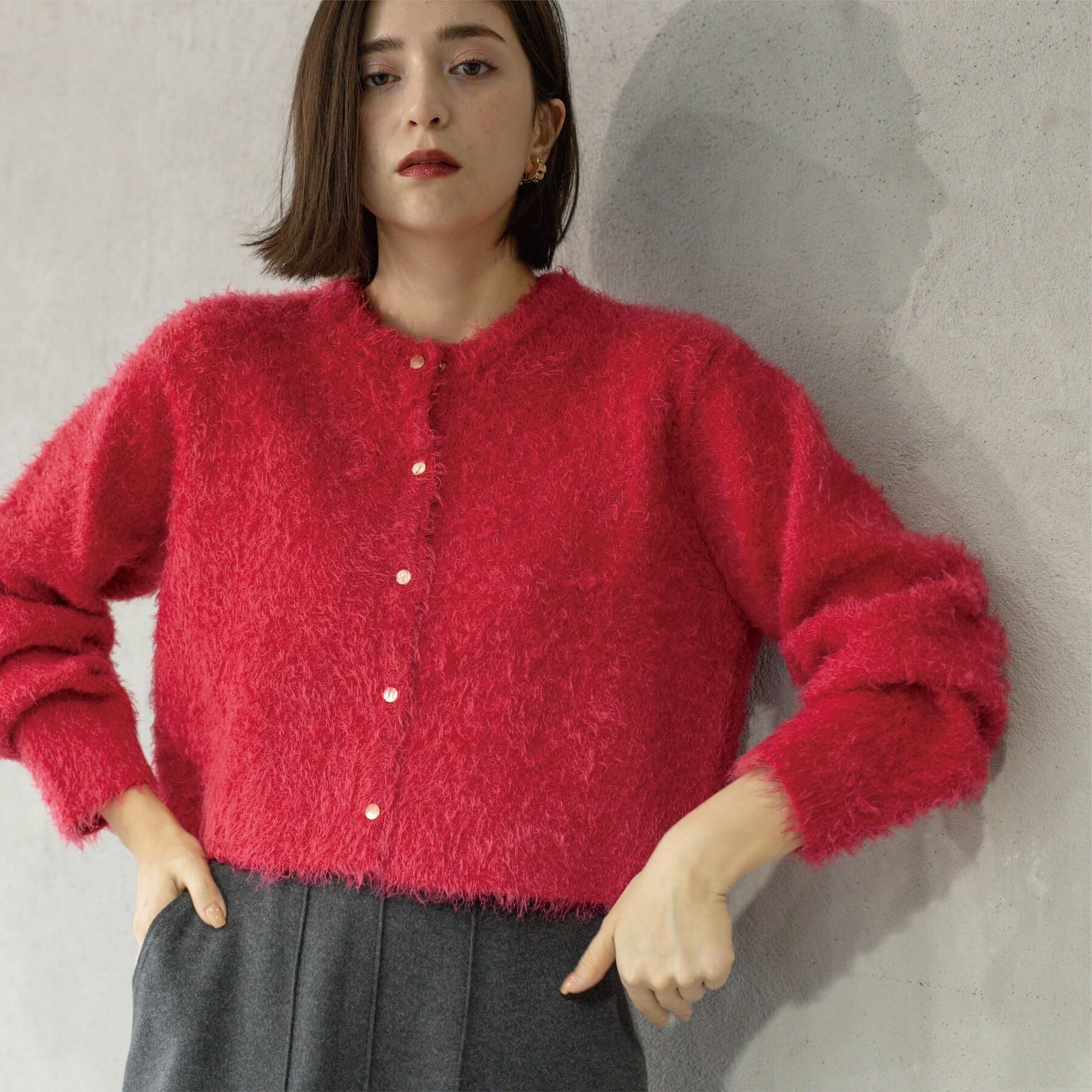 OPAQUE.CLIP「シャギーショートカーディガン【洗濯機OK】《6col》」|カーディガン|