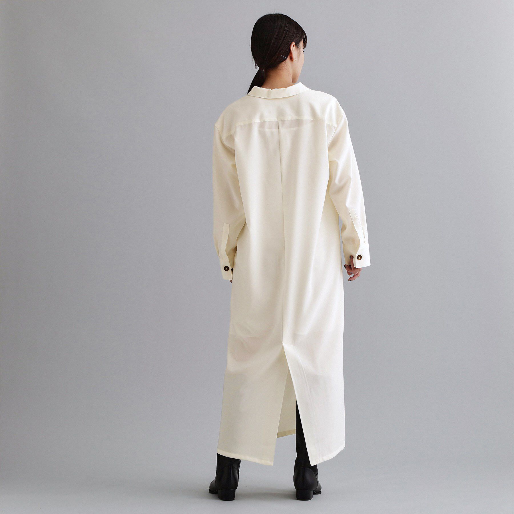 OPAQUE.CLIP「【es】ダブルポケットロングシャツワンピース【洗濯機OK】」|ワンピース|