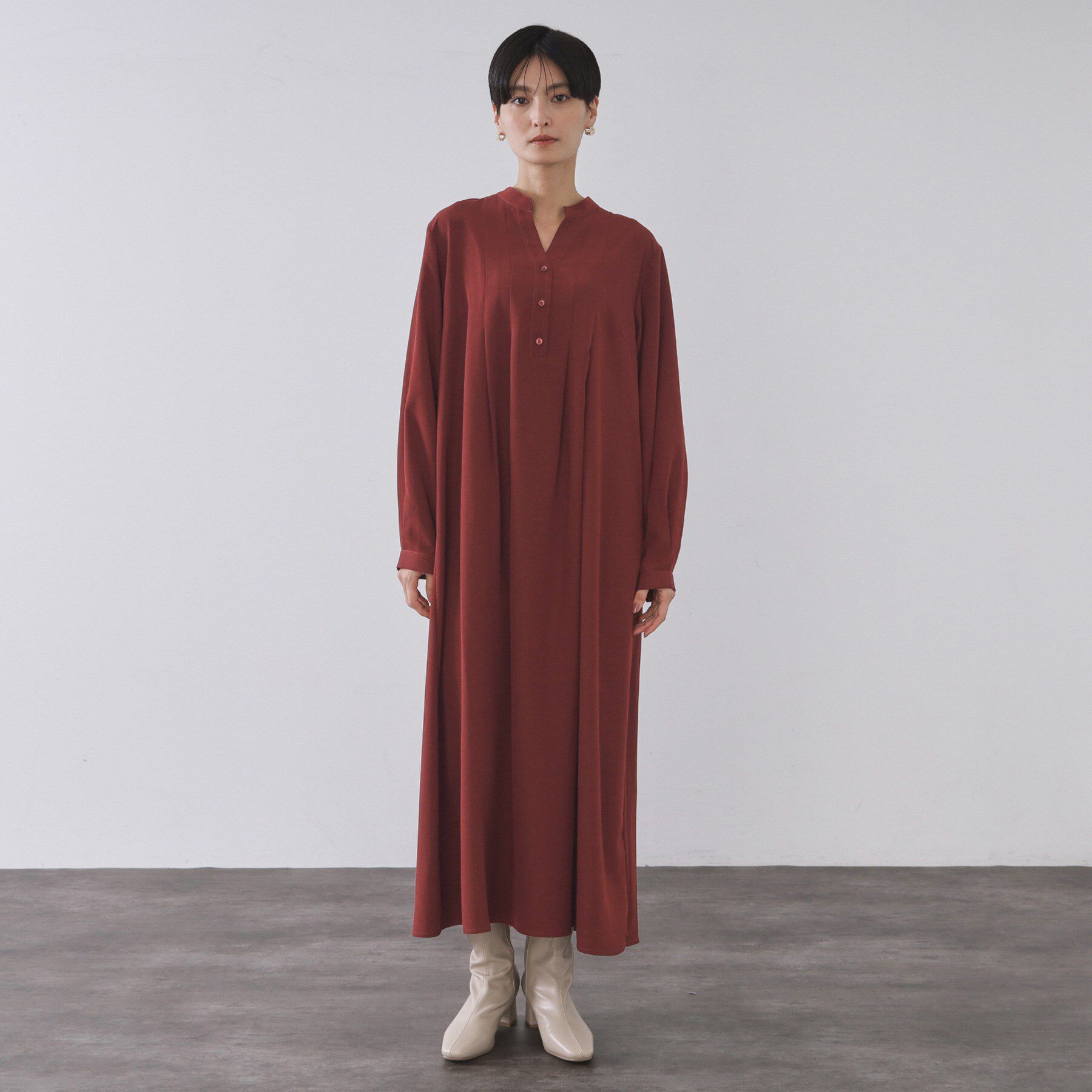 OPAQUE.CLIP「バックプリーツワンピース【洗濯機OK】」|ワンピース|