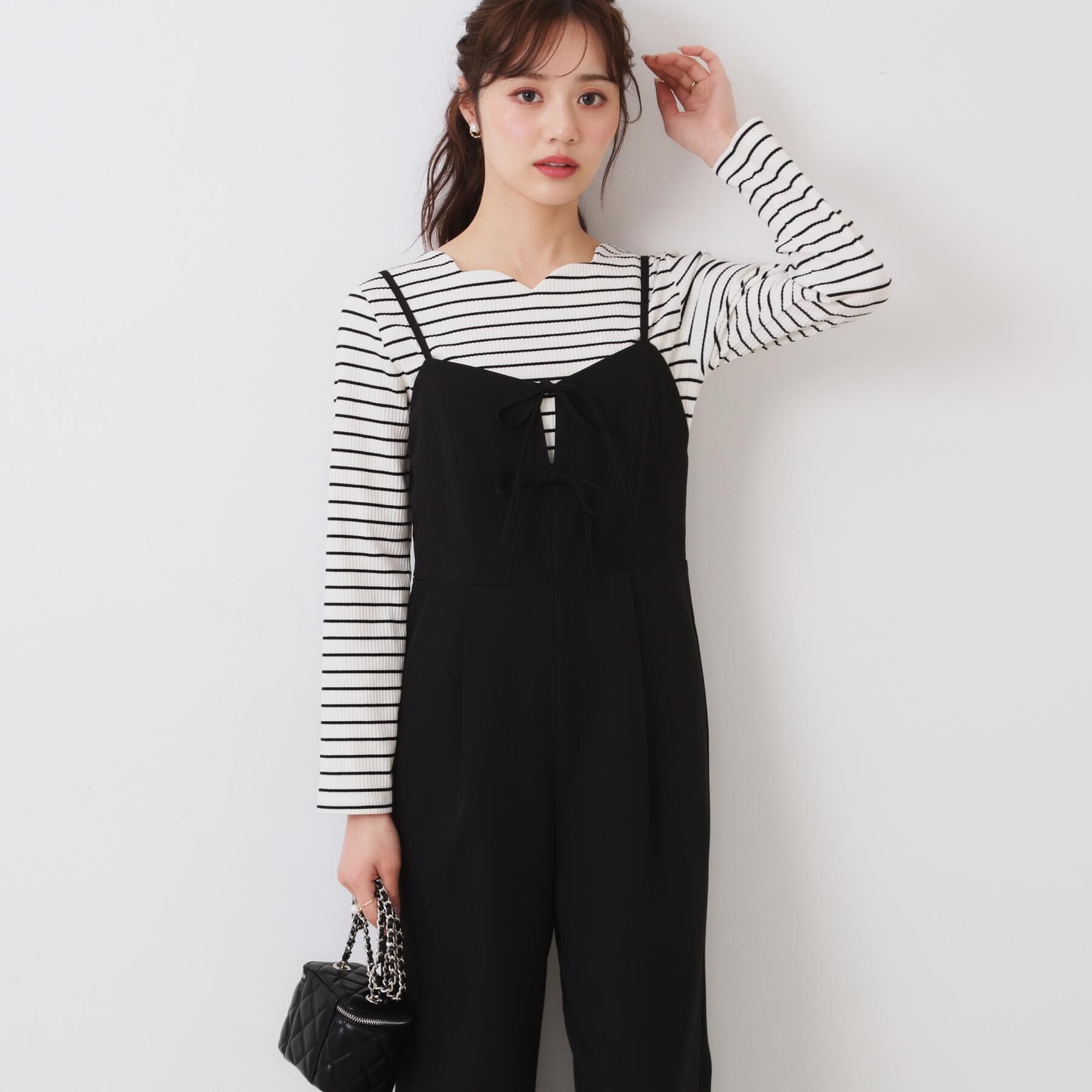 Couture broach「【大人可愛い・肩紐調節可能】リボンキャミサロペット」|オールインワン|