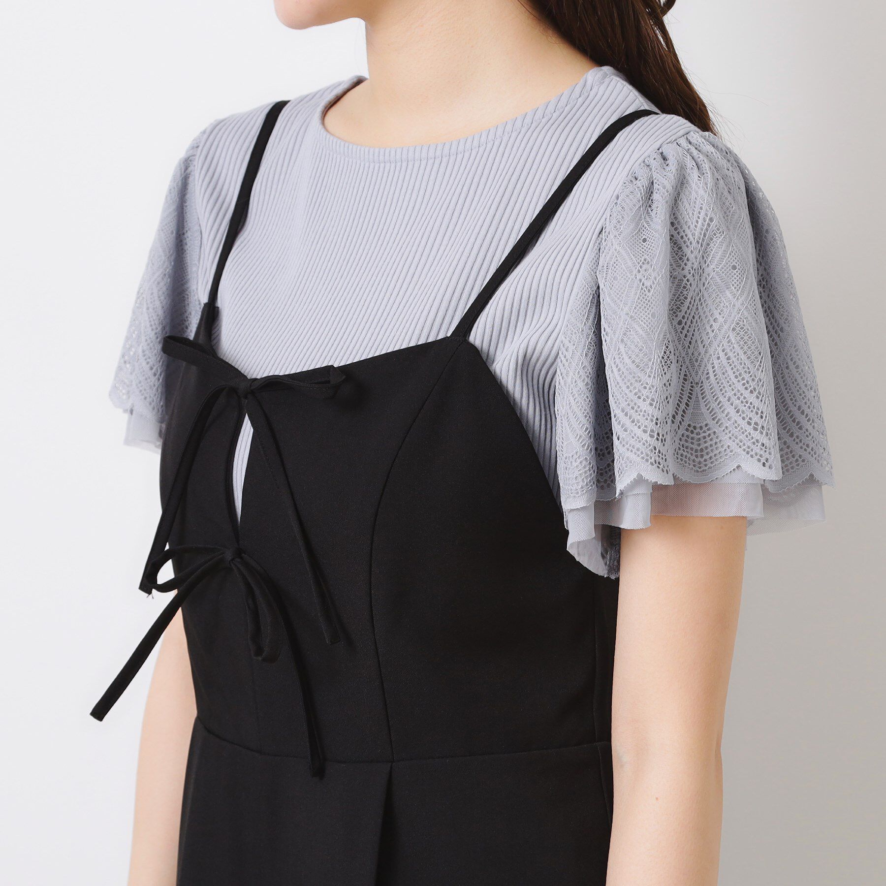 Couture broach「【大人可愛い・肩紐調節可能】リボンキャミサロペット」|オールインワン|