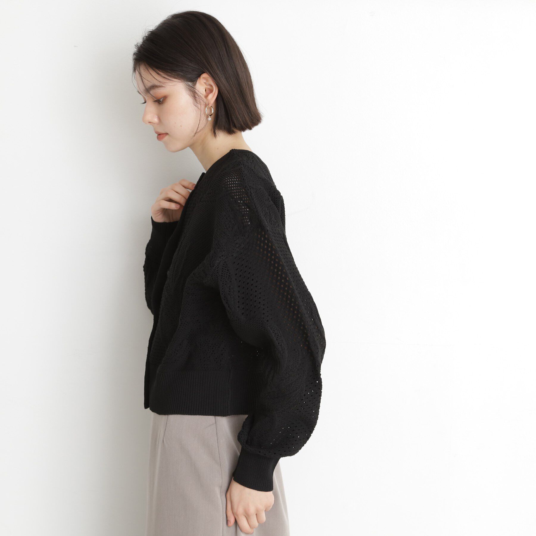THE SHOP TK「レース編みカーディガン【前後2WAY】」|ニット・セーター|