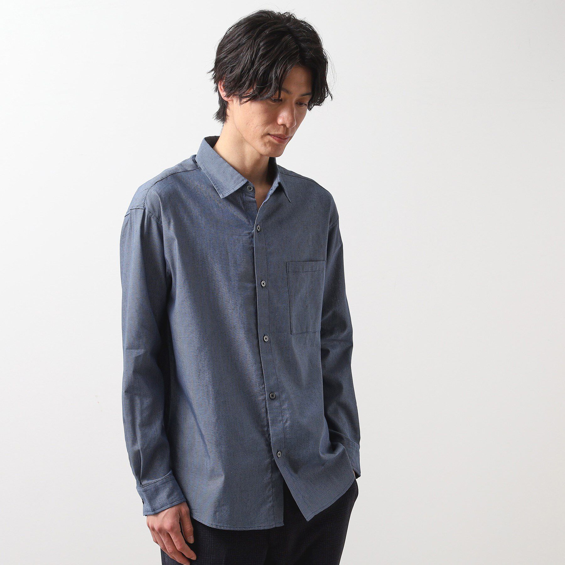 THE SHOP TK「綿麻ポリCOOLMAX（R）長袖シャツ」|シャツ・ブラウス|