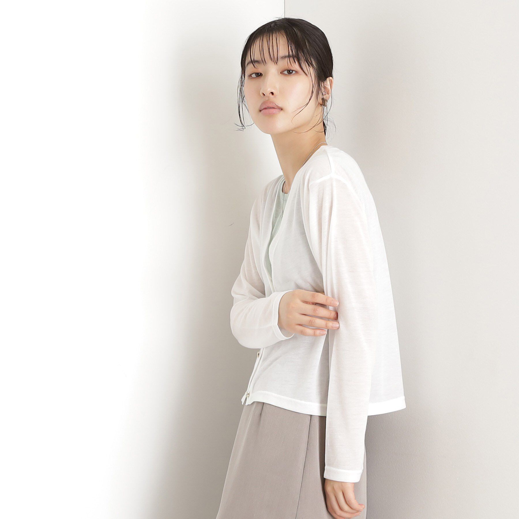 THE SHOP TK「シアーカーデ＆タンクトップ【セットアイテム/洗える】」|カーディガン|