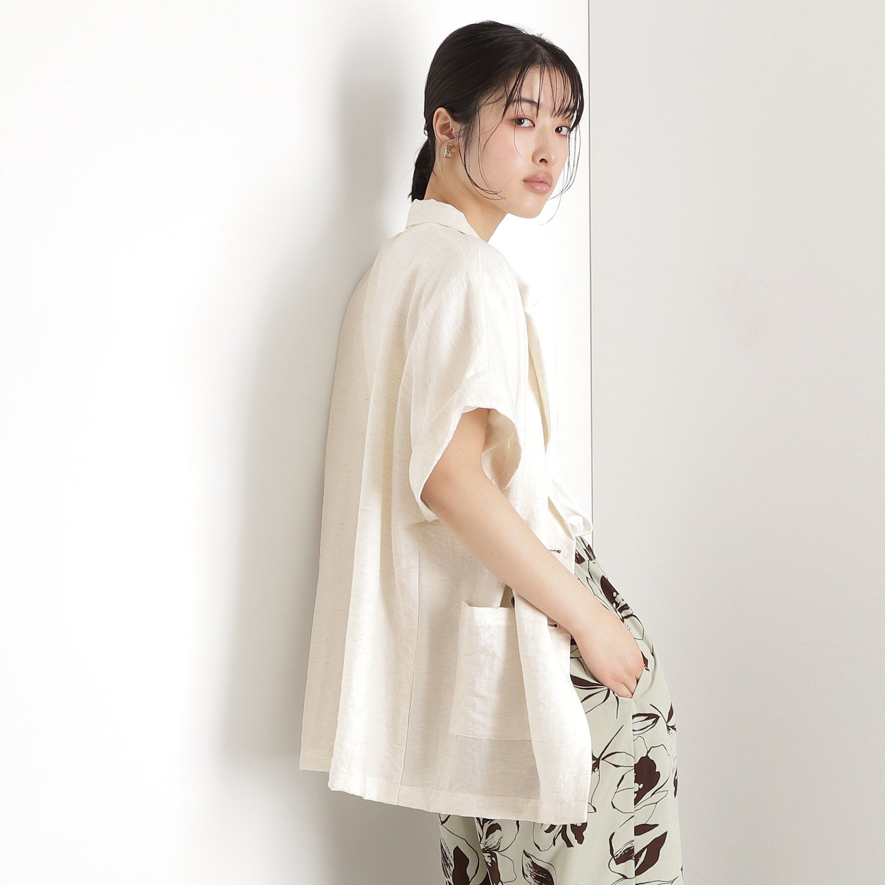 THE SHOP TK「リネン混半袖テーラージャケット【洗える/セットアップ可】」|テーラードジャケット|