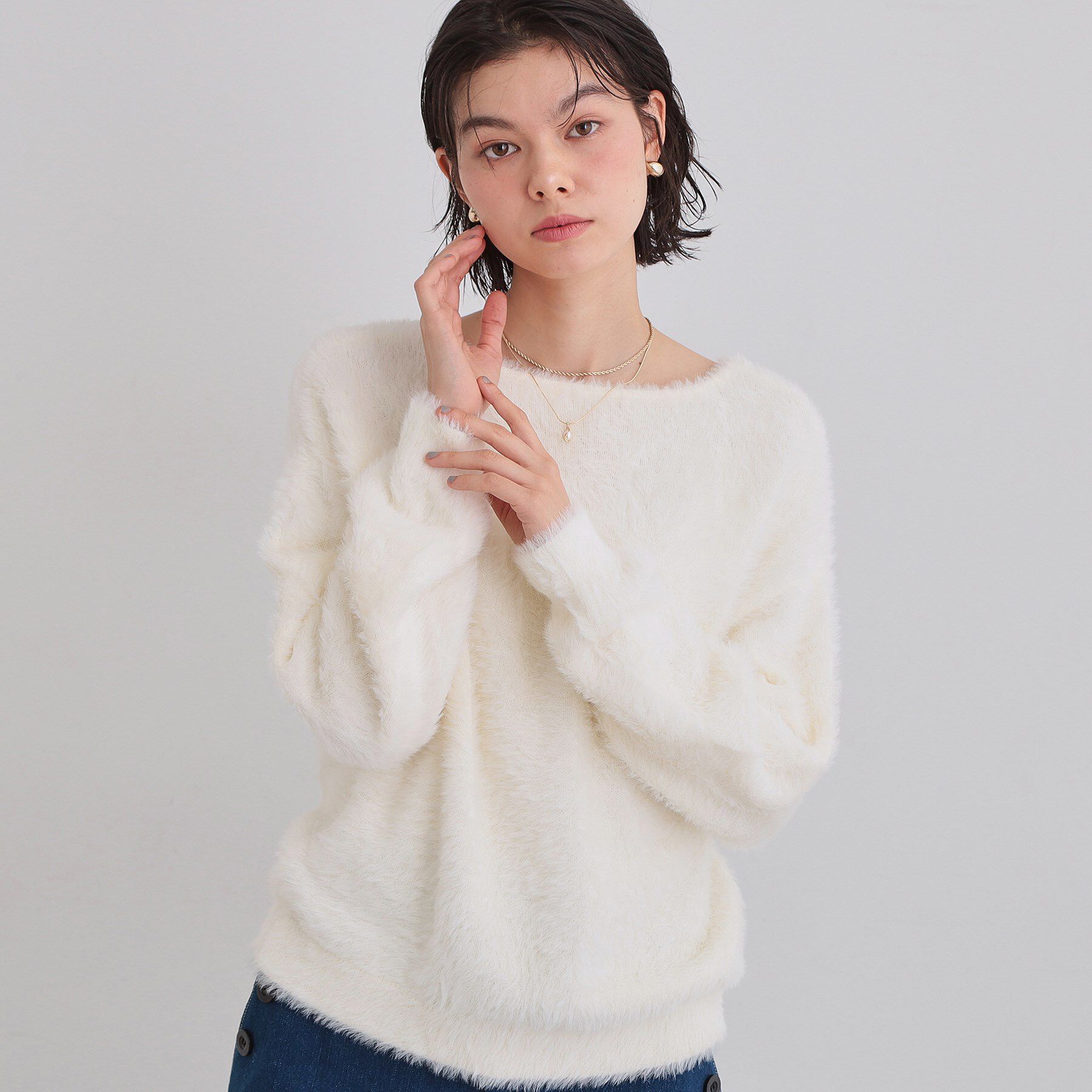 THE SHOP TK「【華やかで柔らか】ふわふわフェザーニット/洗える・前後2WAY」|ニット・セーター|