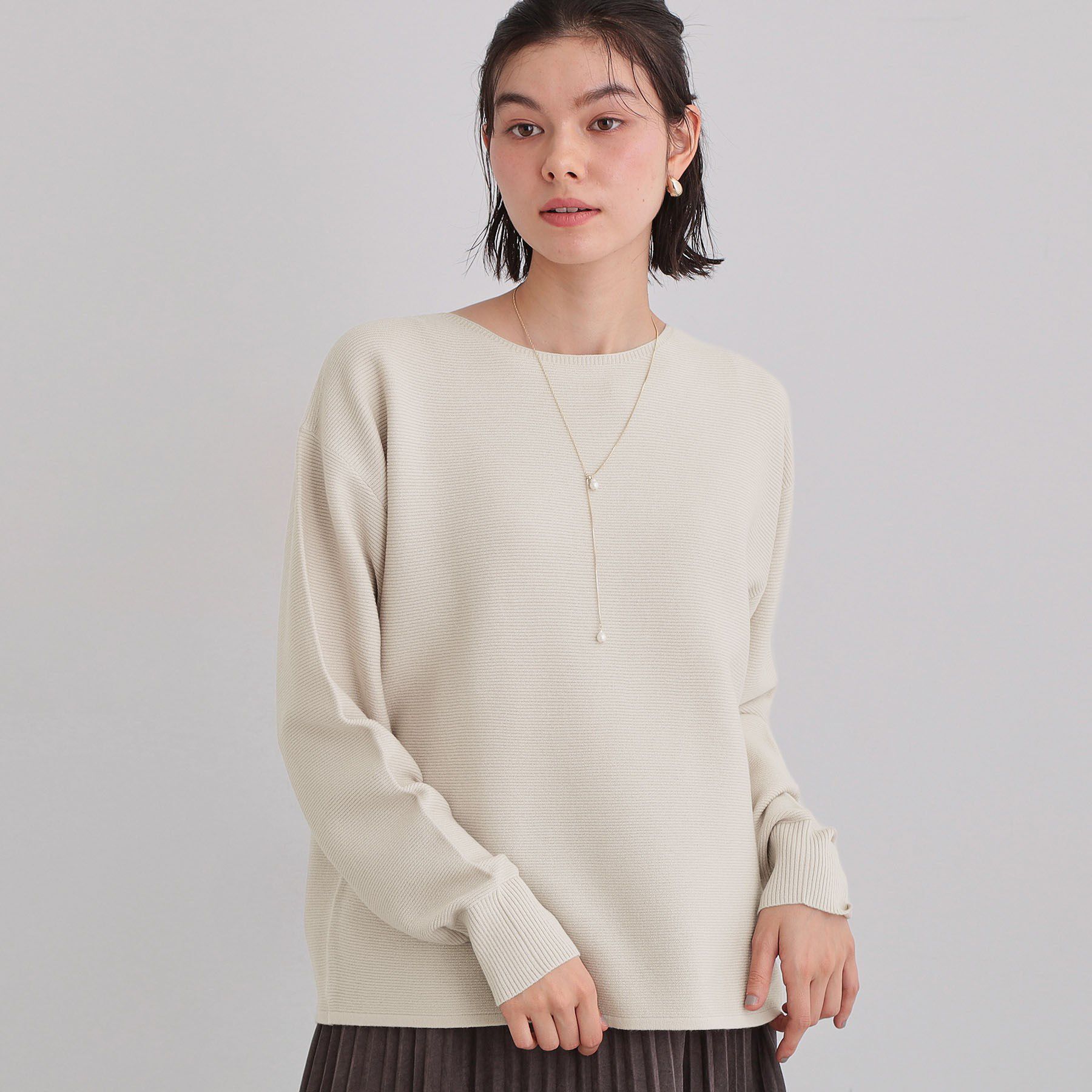 THE SHOP TK「【S-XLサイズ/選べる6色】どこから見ても美しい ガーターニット/洗濯機OK」|ニット・セーター|グレージュ(050)