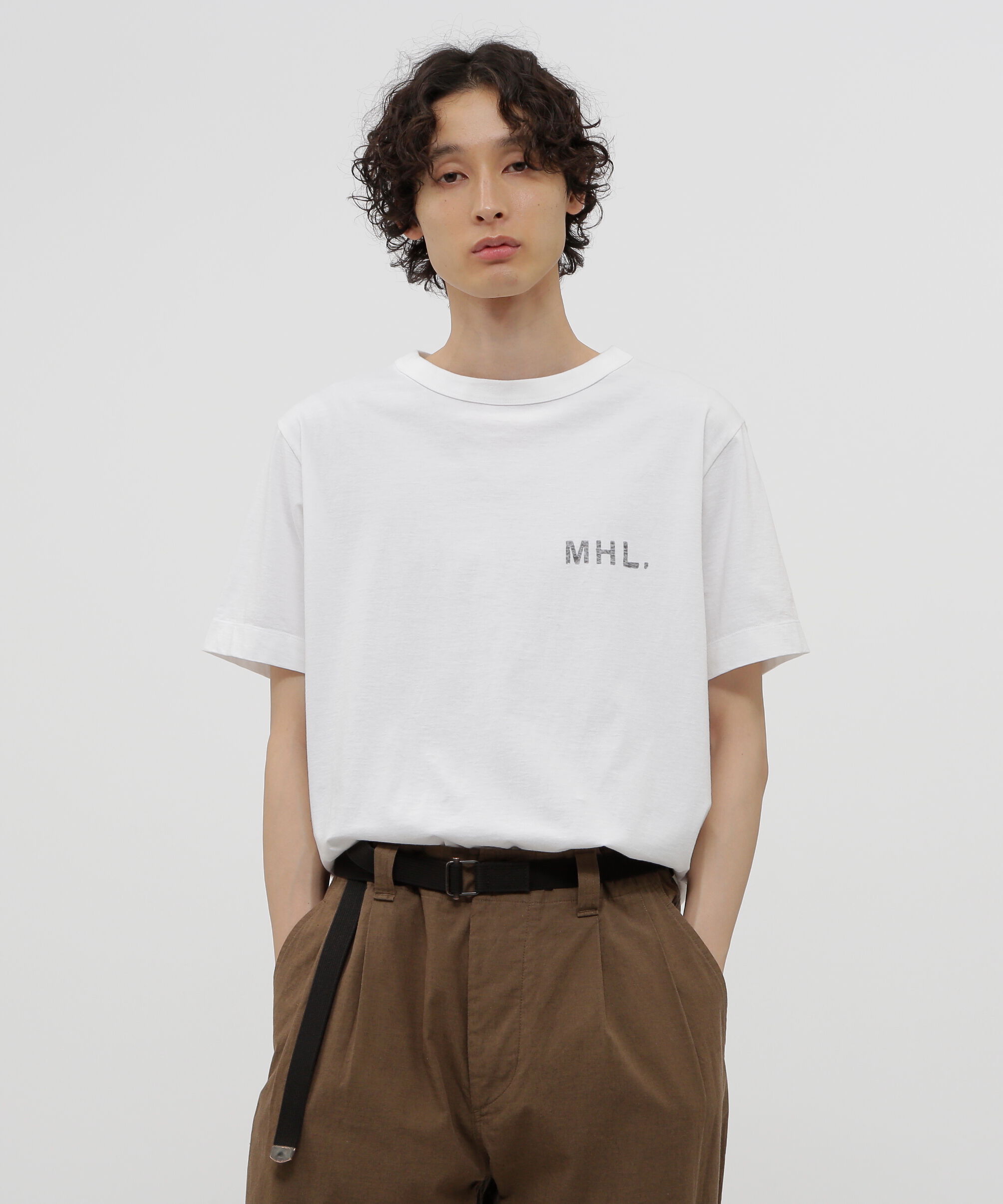MHL.「FADED PRINTED COTTON JERSEY」|Tシャツ・カットソー|WHITE