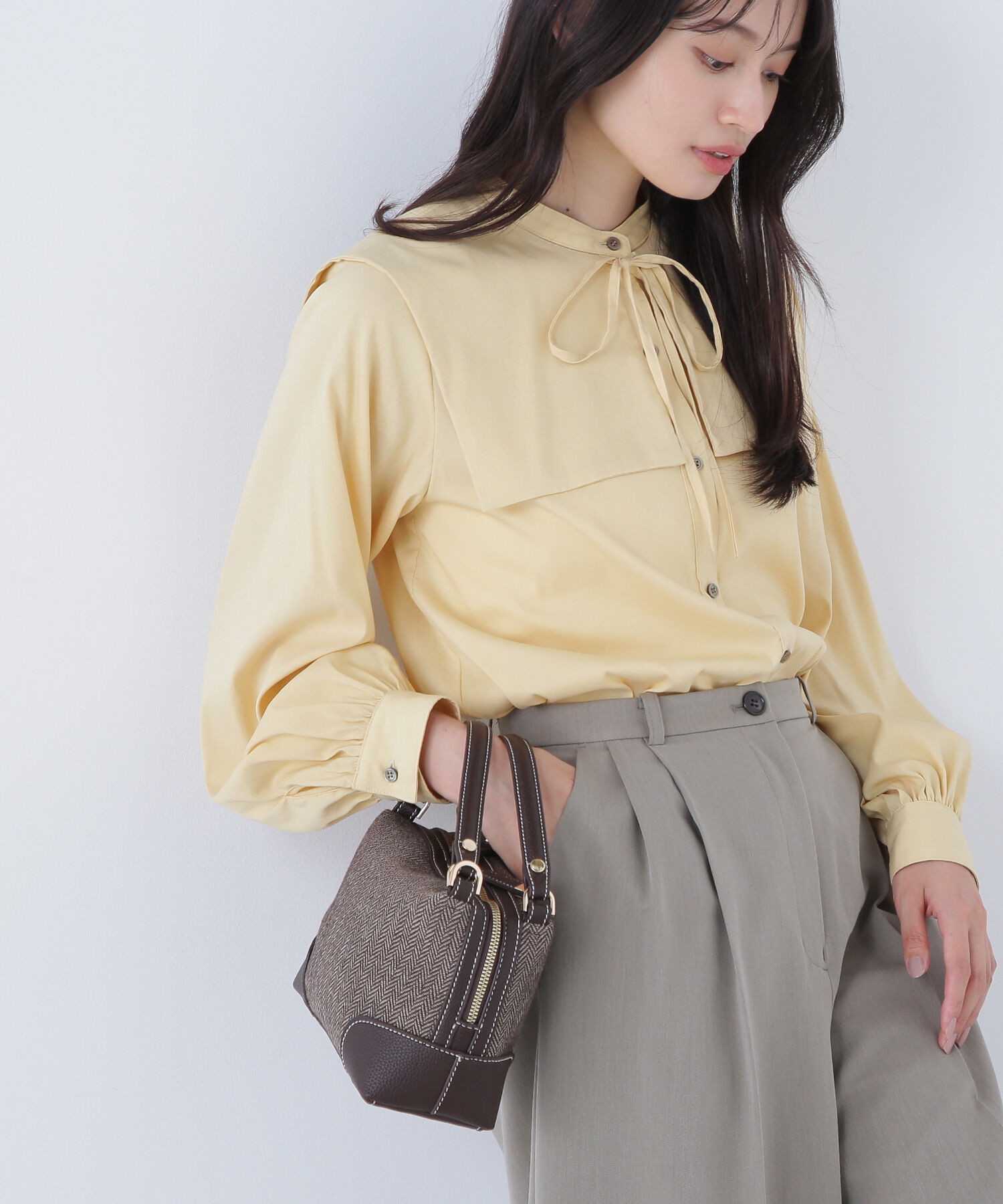  「ツイードキューブボストンバッグ」|ボストンバッグ|ダークブラウ 1