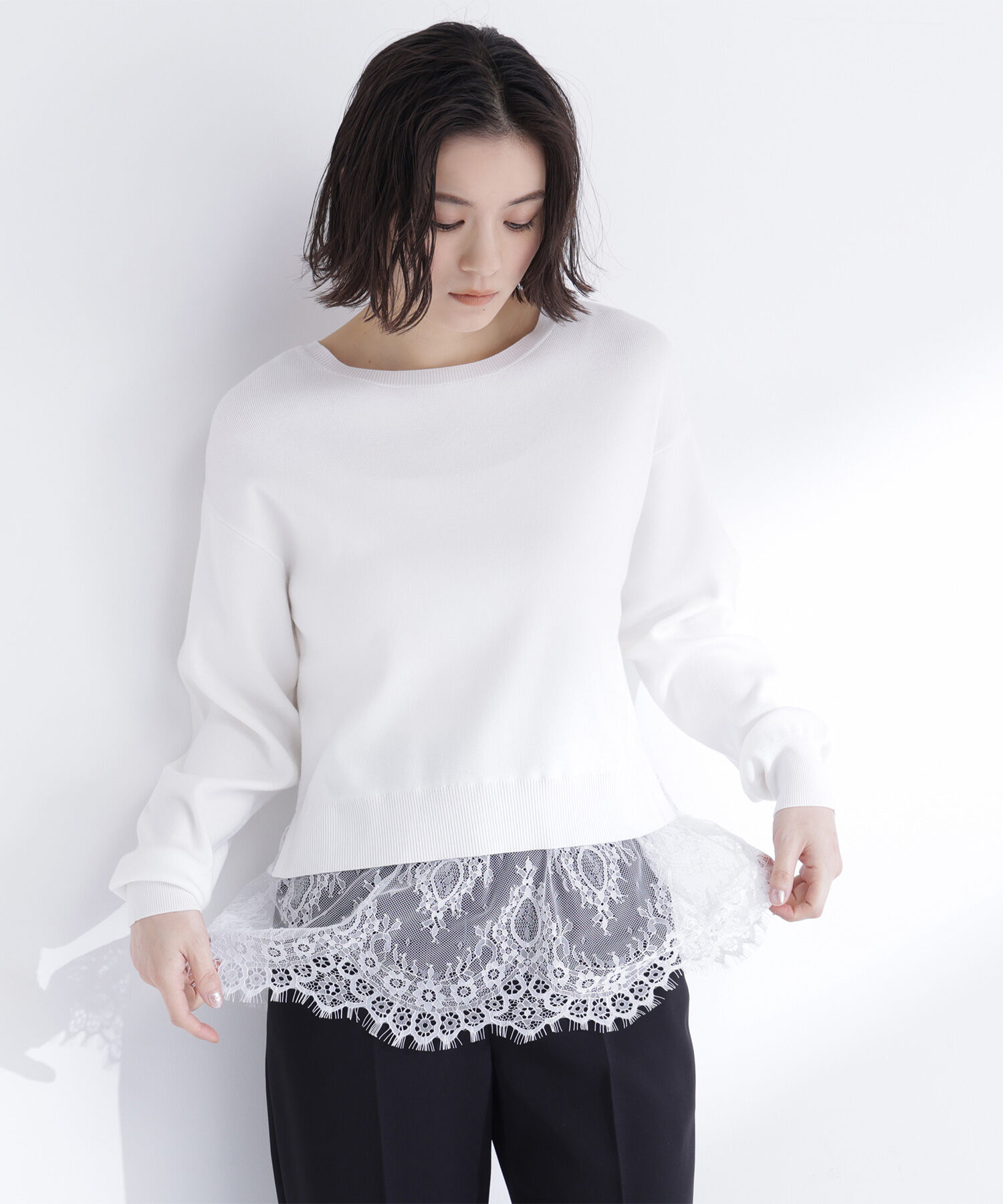  「レースドッキングニット」|ニット・セーター|