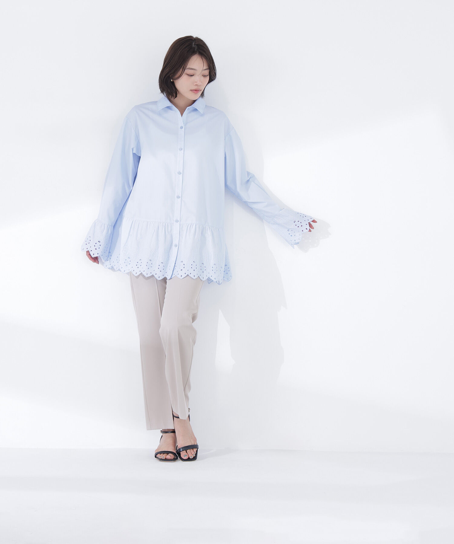  「セミフレアツイルパンツ」|その他|ベージュ