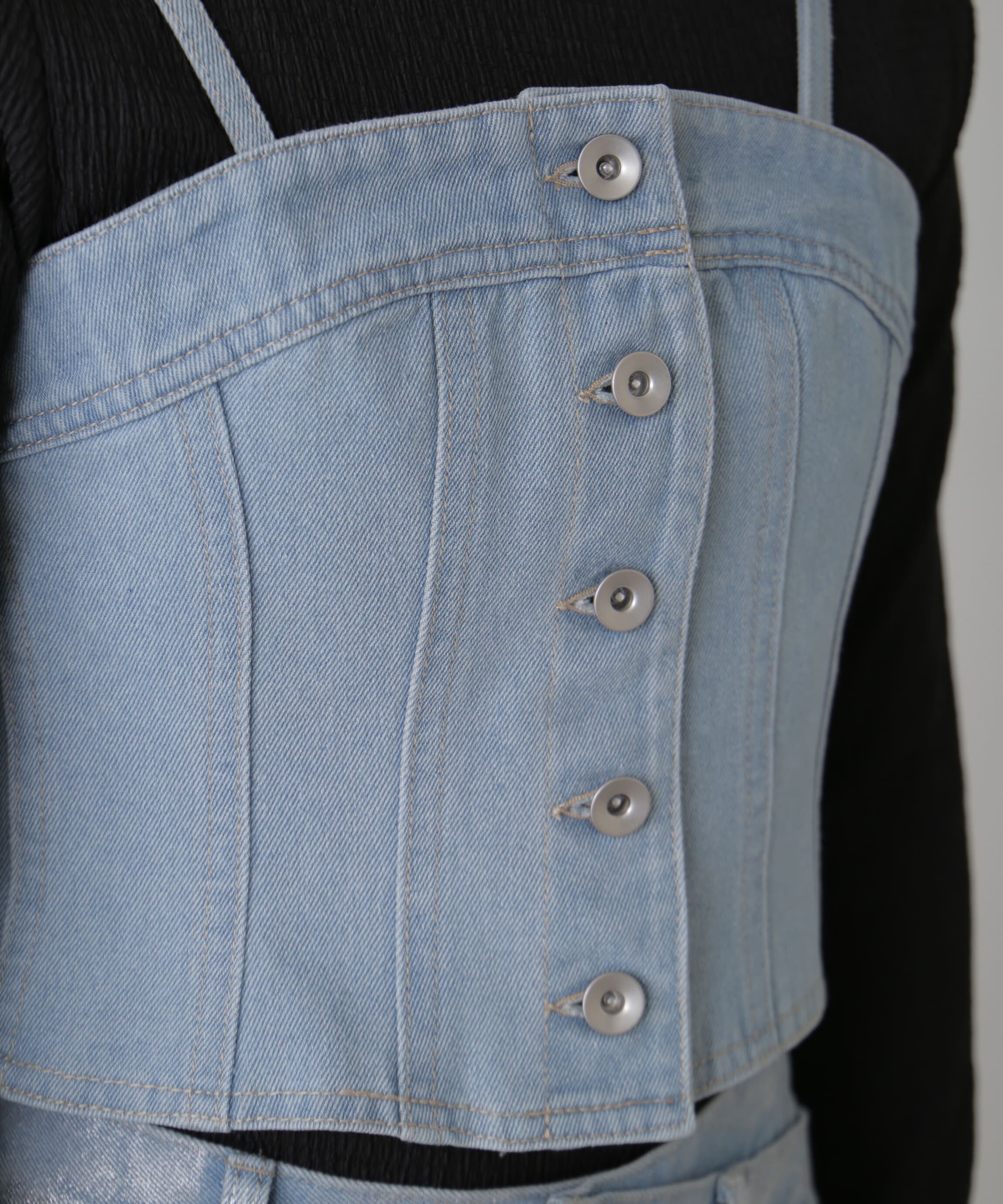  「フロントボタンデニムビスチェ」|シャツ・ブラウス|