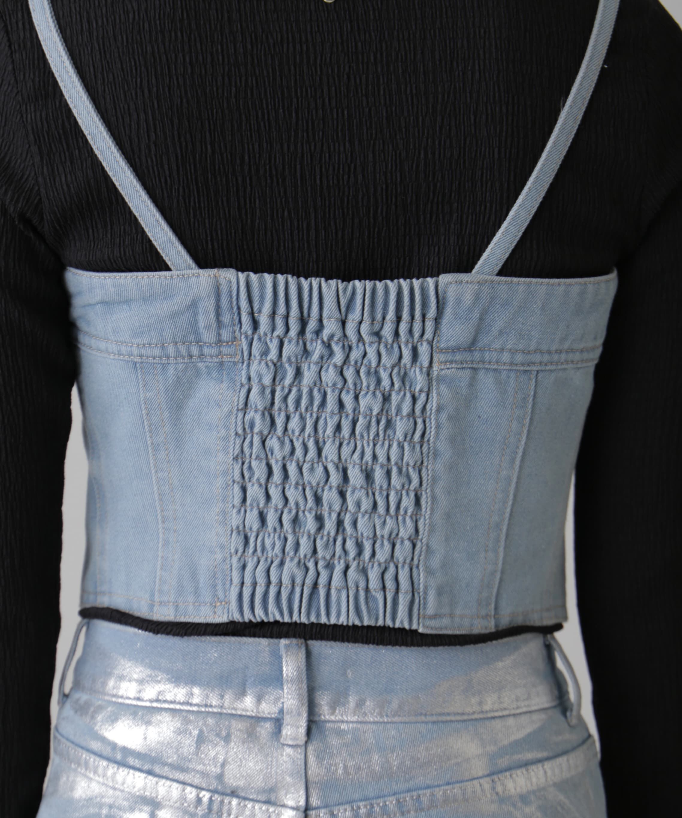  「フロントボタンデニムビスチェ」|シャツ・ブラウス|