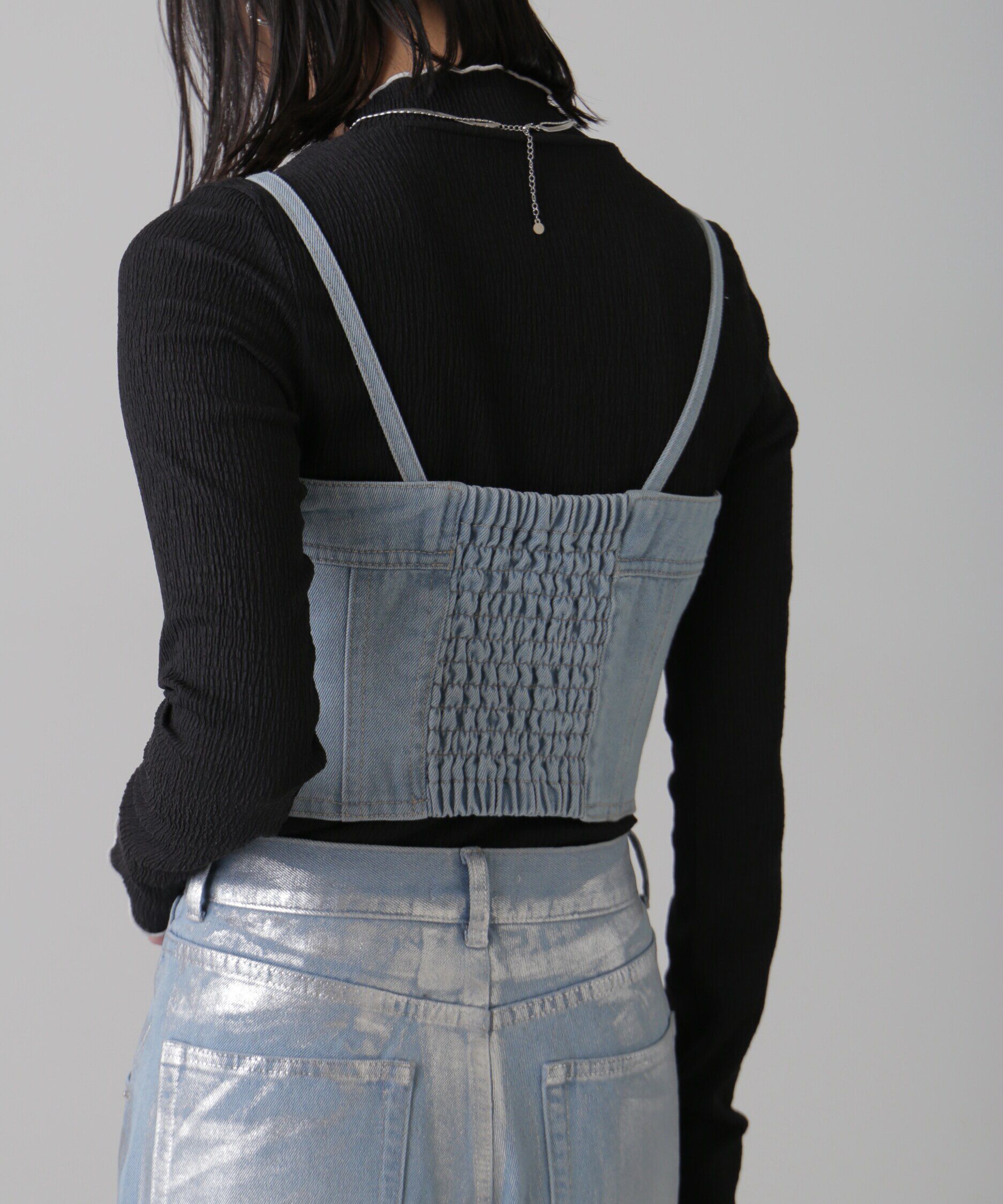  「フロントボタンデニムビスチェ」|シャツ・ブラウス|