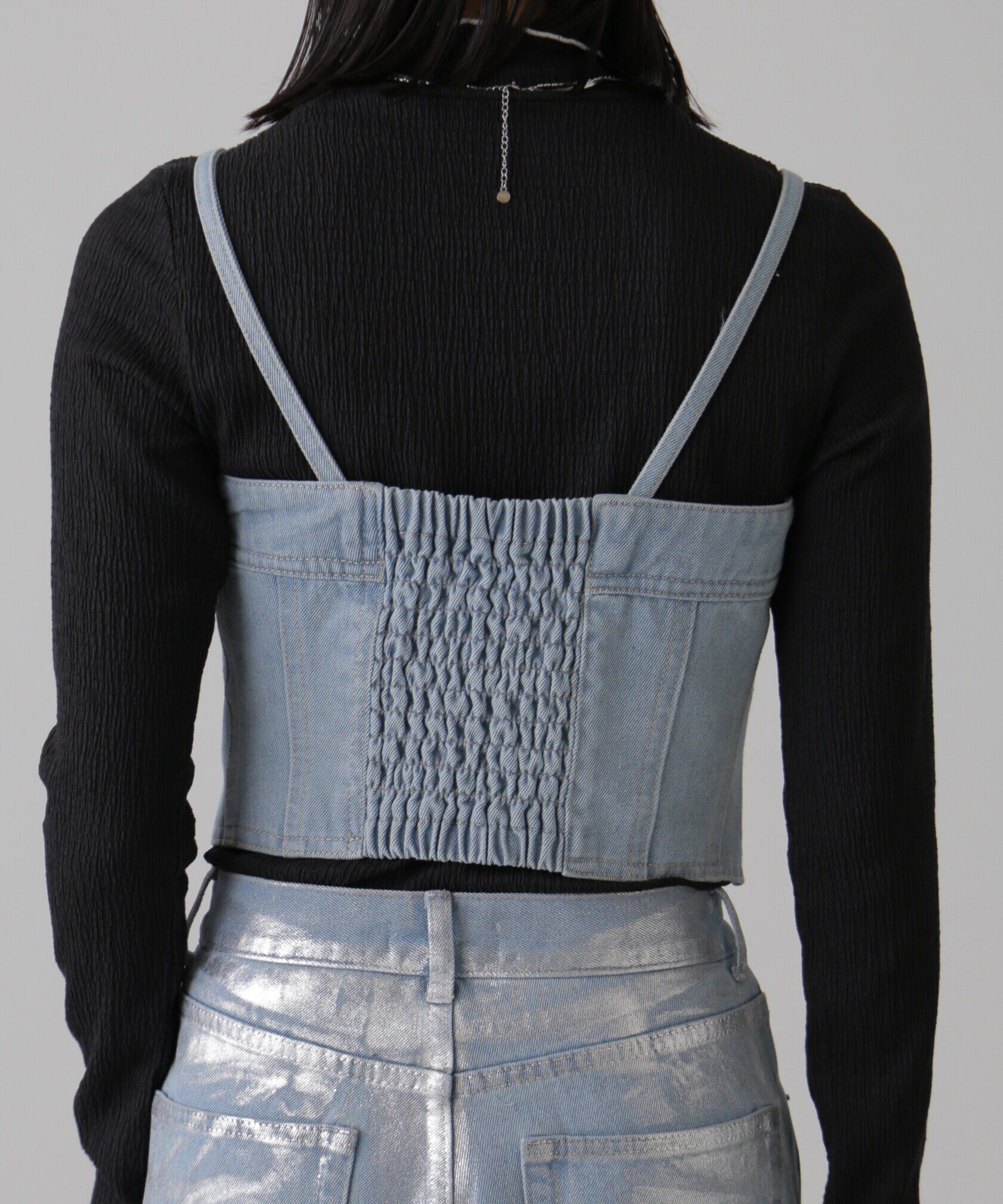  「フロントボタンデニムビスチェ」|シャツ・ブラウス|