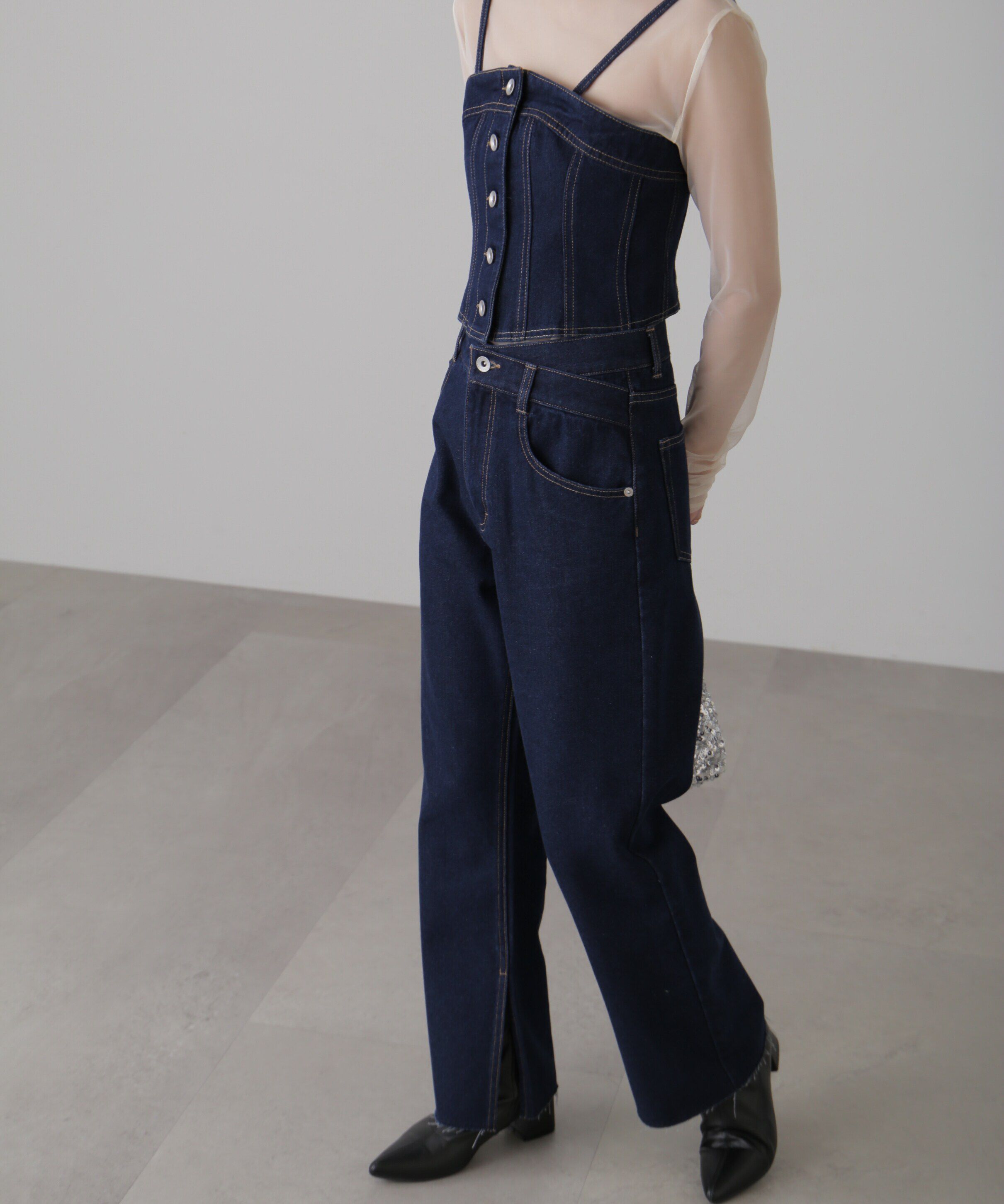  「フロントボタンデニムビスチェ」|シャツ・ブラウス|