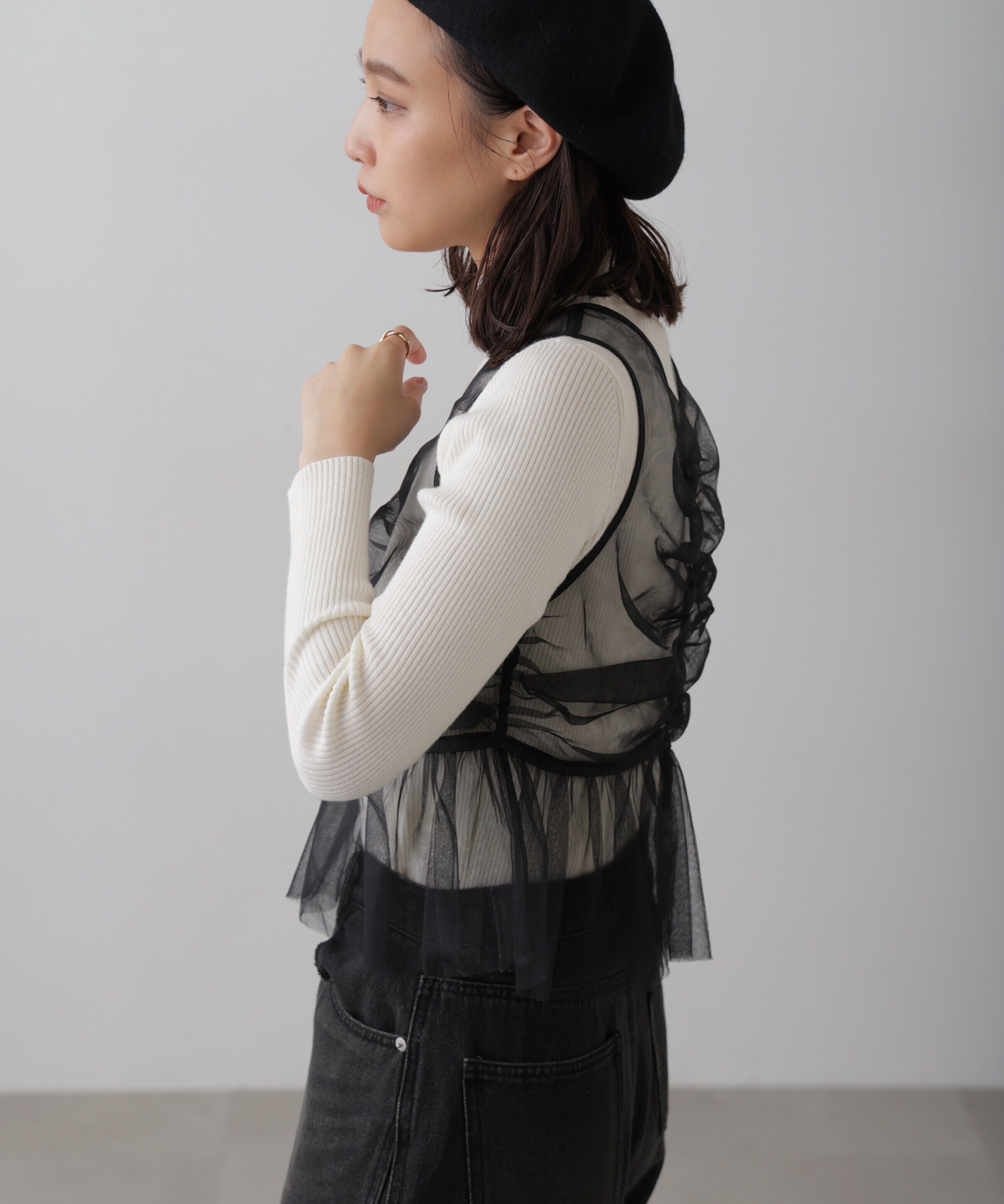  「チュールジップペプラムビスチェ」|シャツ・ブラウス|